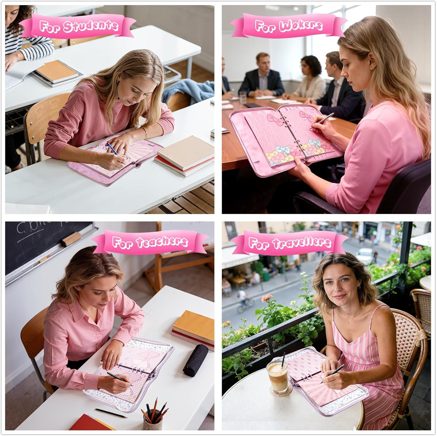 100 Sheets Pink Bow A5 Planner Inserts – 120GSM Thick Bowknot Refill Papers for