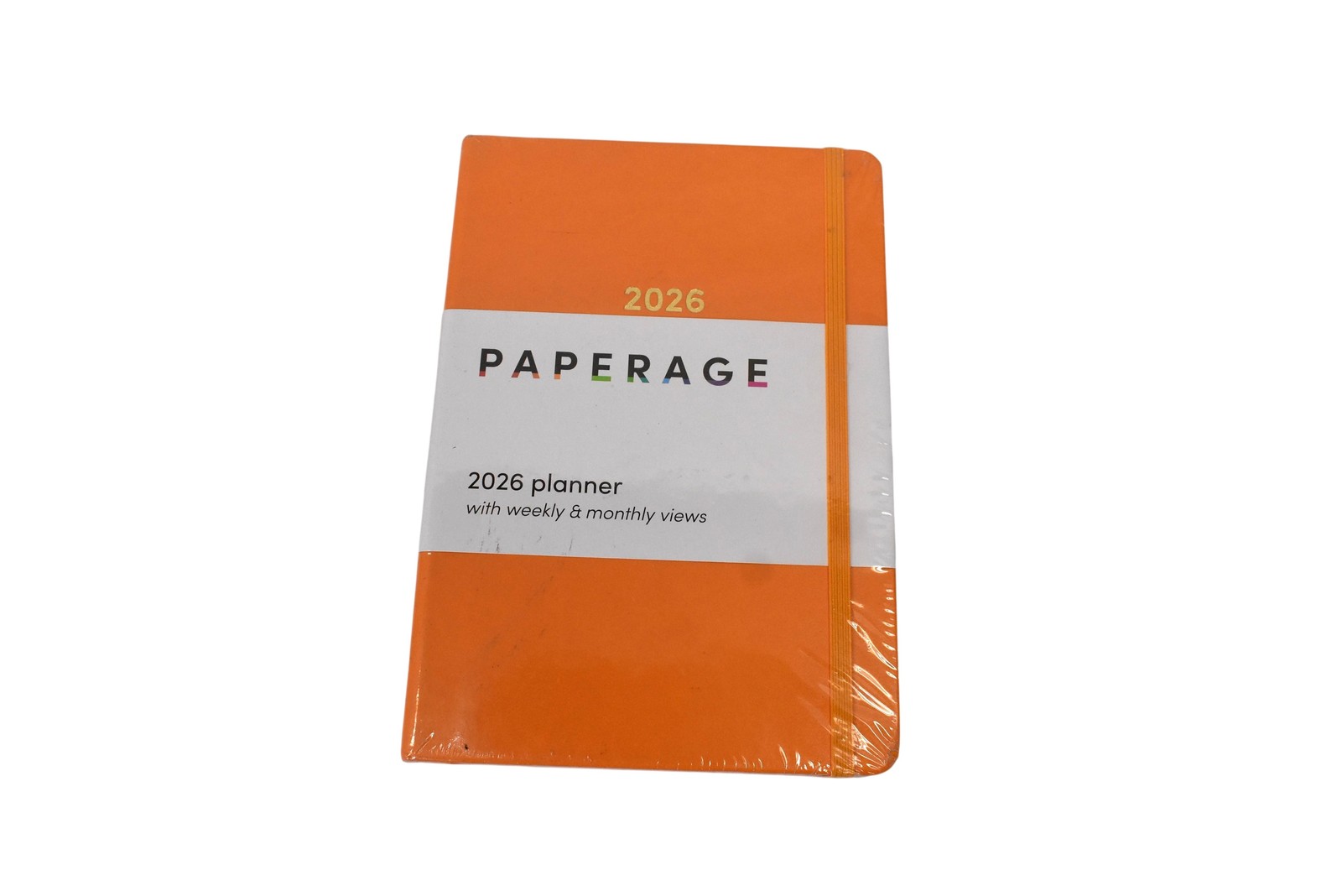 Paperage 2026 Planner Medium Orange Faux Leather Weekly/Monthly Organizer