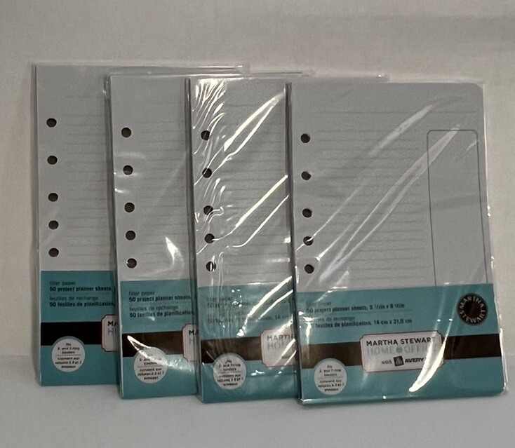 Martha Stewart Avery Filler Paper Project Planner Sheets 5.5 x 8.5 200 Sheets