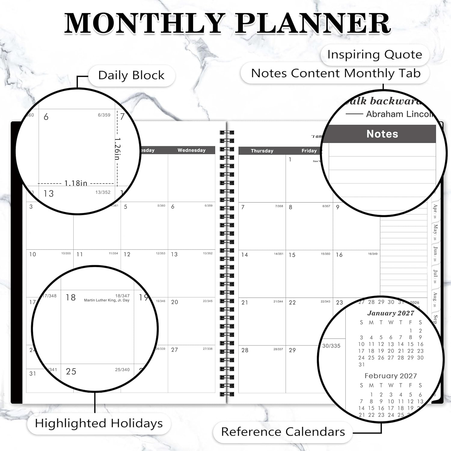 2027-2028 Monthly Planner – 2 Year Planner 2027-2028, JAN 2027 – DEC 2028, 9″…