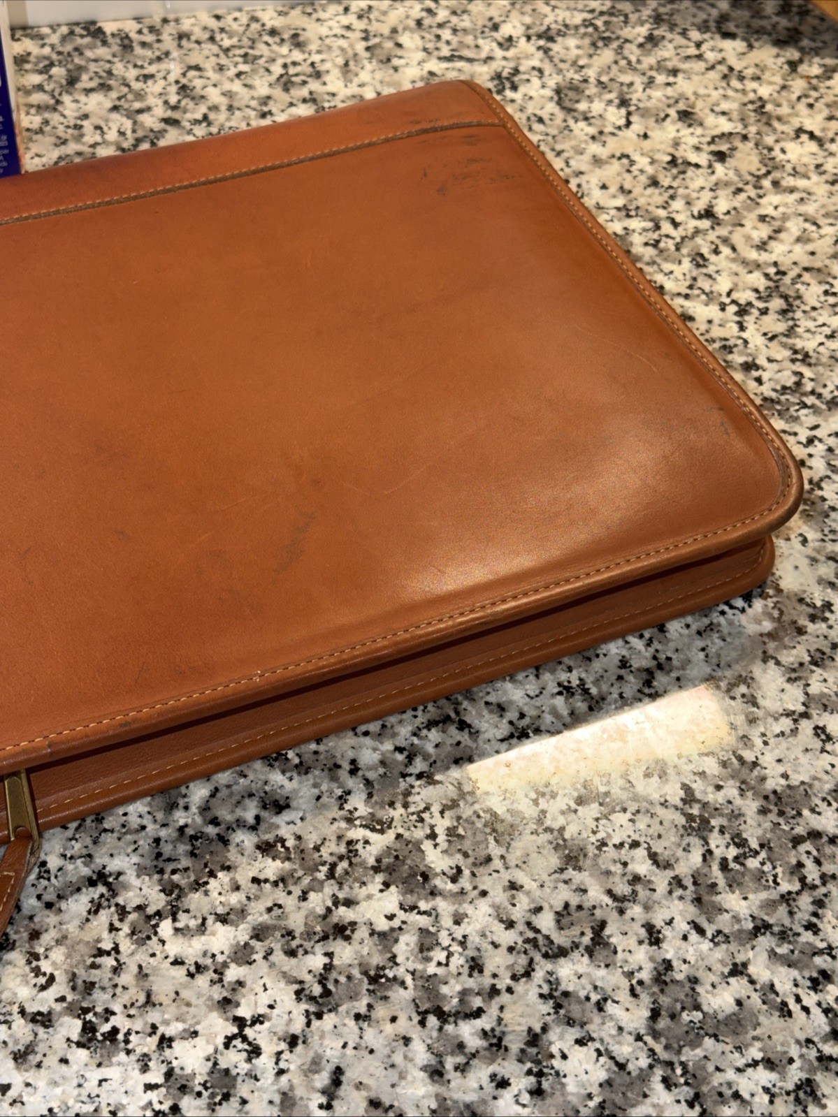 Vintage Coach Brown Leather Zippered Portfolio Organizer Notepad Folio 10×12.5