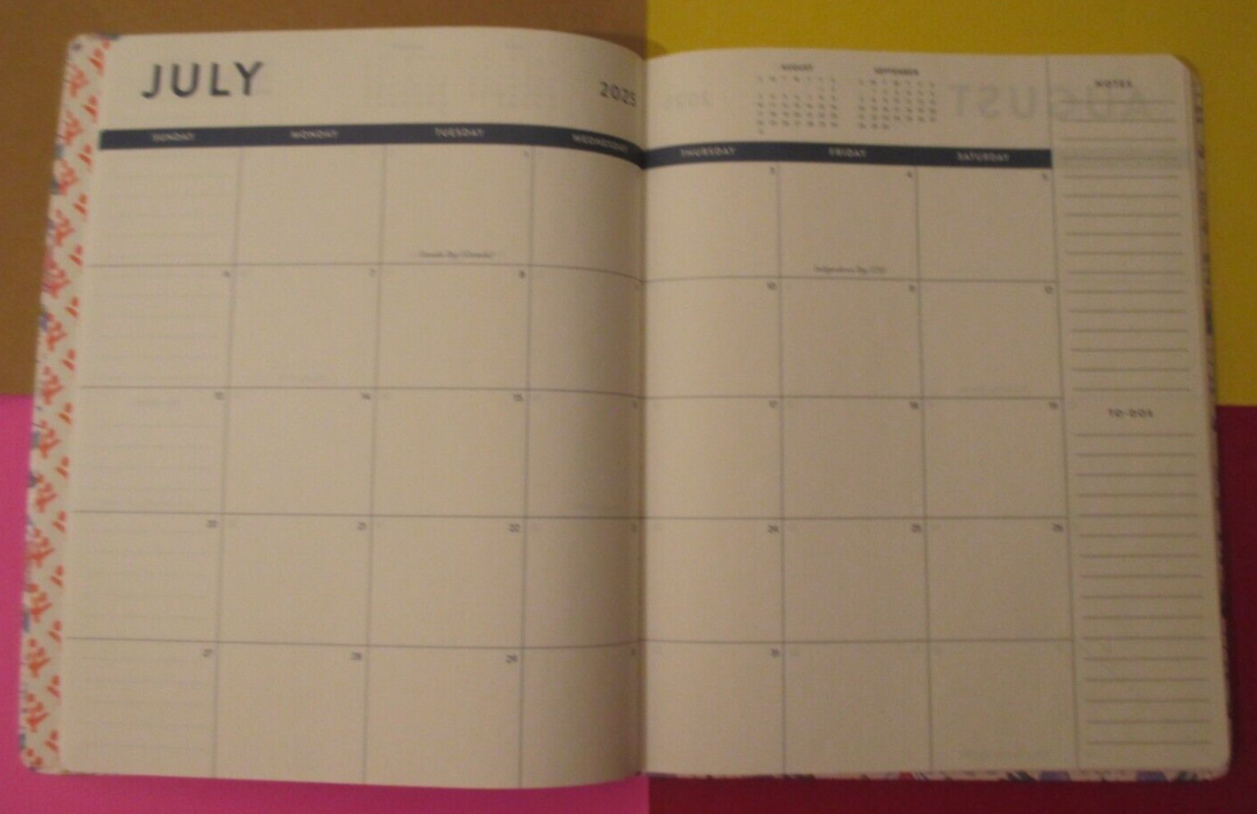 2025 Jan – Dec Weekly & Monthly NOTEs To DO 10X8″ PLANNER – PINK FLOWERs ECCOLO