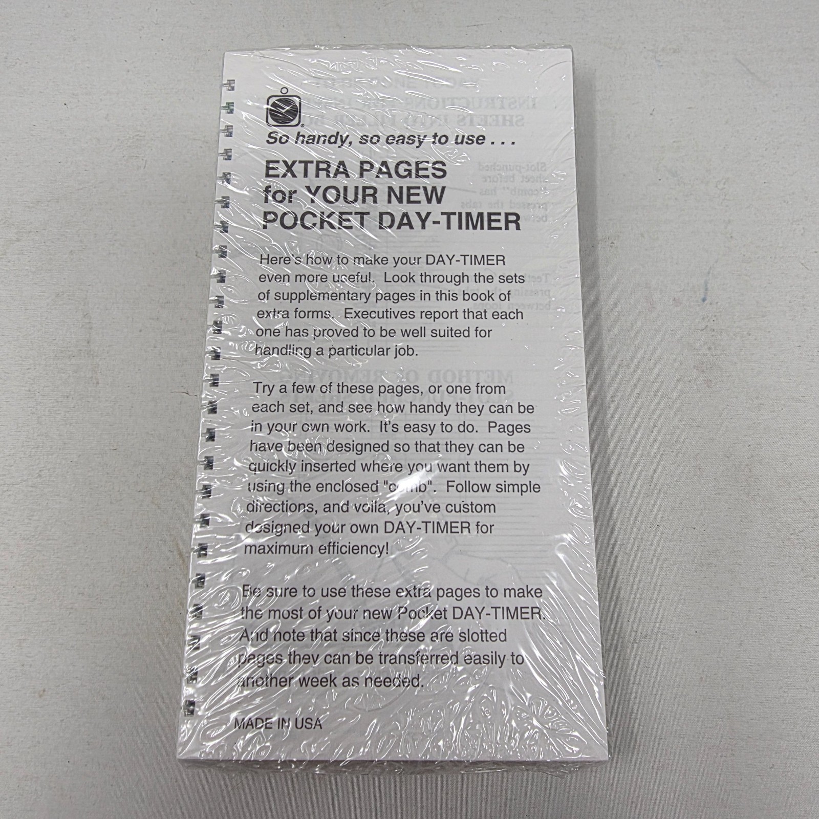Pocket Day-Timer Planner Extra Pages Spiral 6.5″ x 3.5″ Organizer Paper Sealed
