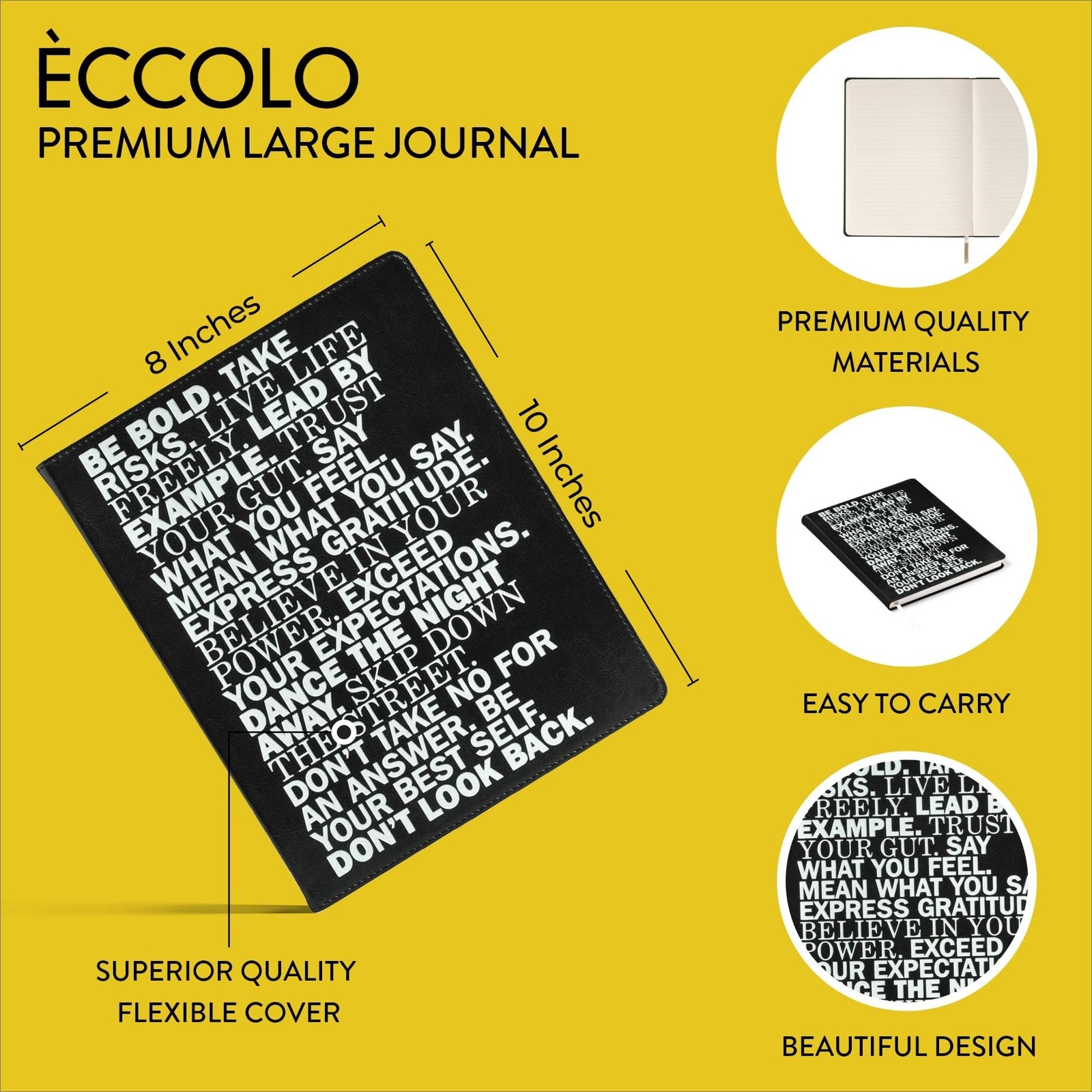 WORLD TRAVELER Eccolo Large Lined Journal Notebook, Flexible Cover, Writing J…