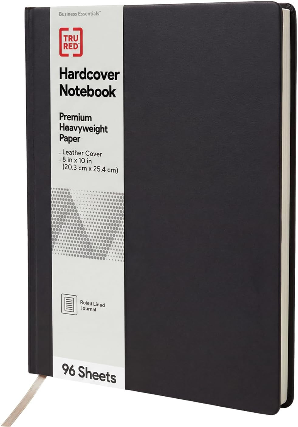 Large 8” X 10” Hardcover Ruled Journal, Black – Leather Cover, 96 Sheets, Built‑