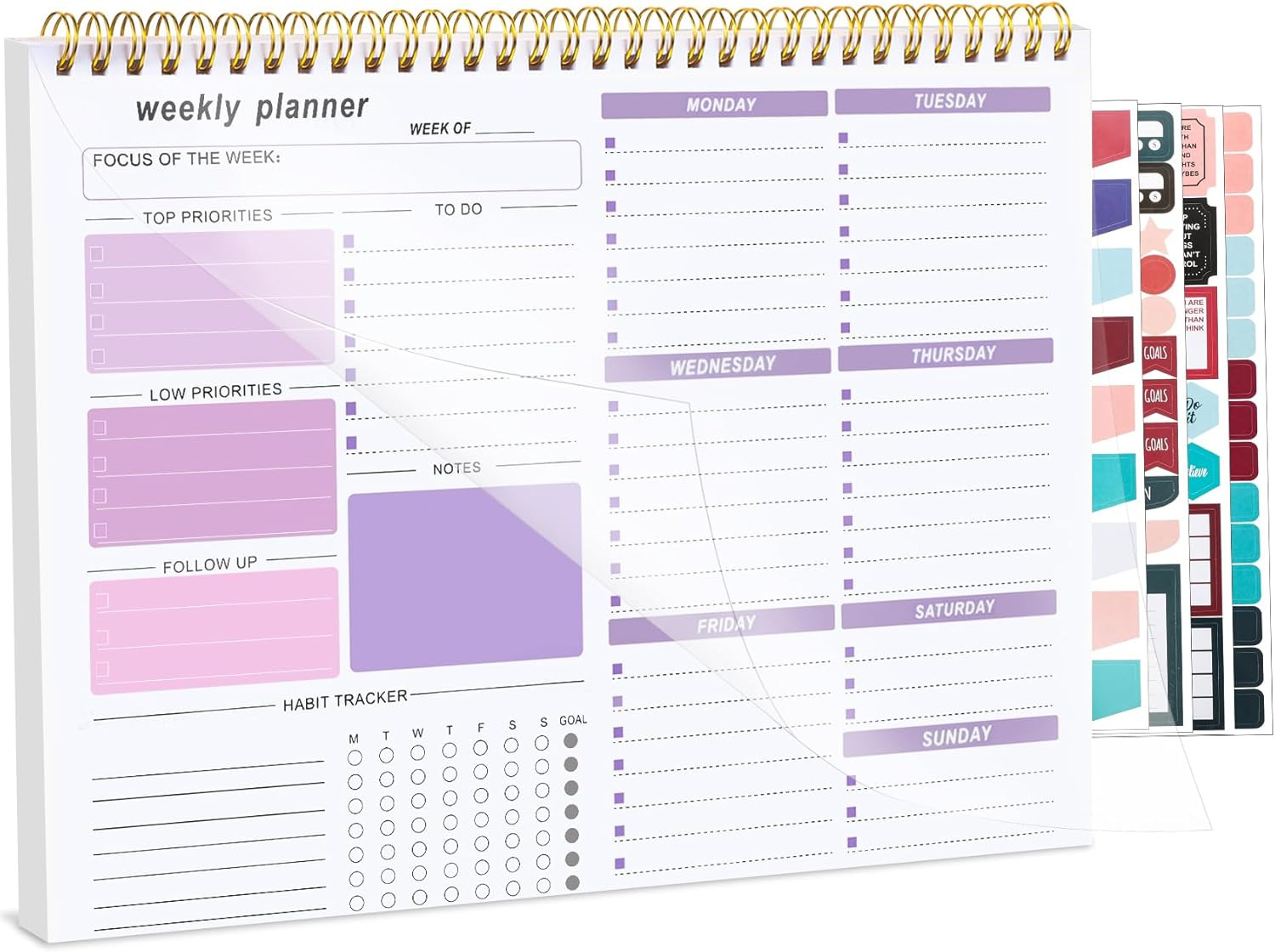 Weekly To Do List Notepad, 8.5”x11” Weekly Desk Planner with 52 Tear Off Sheet