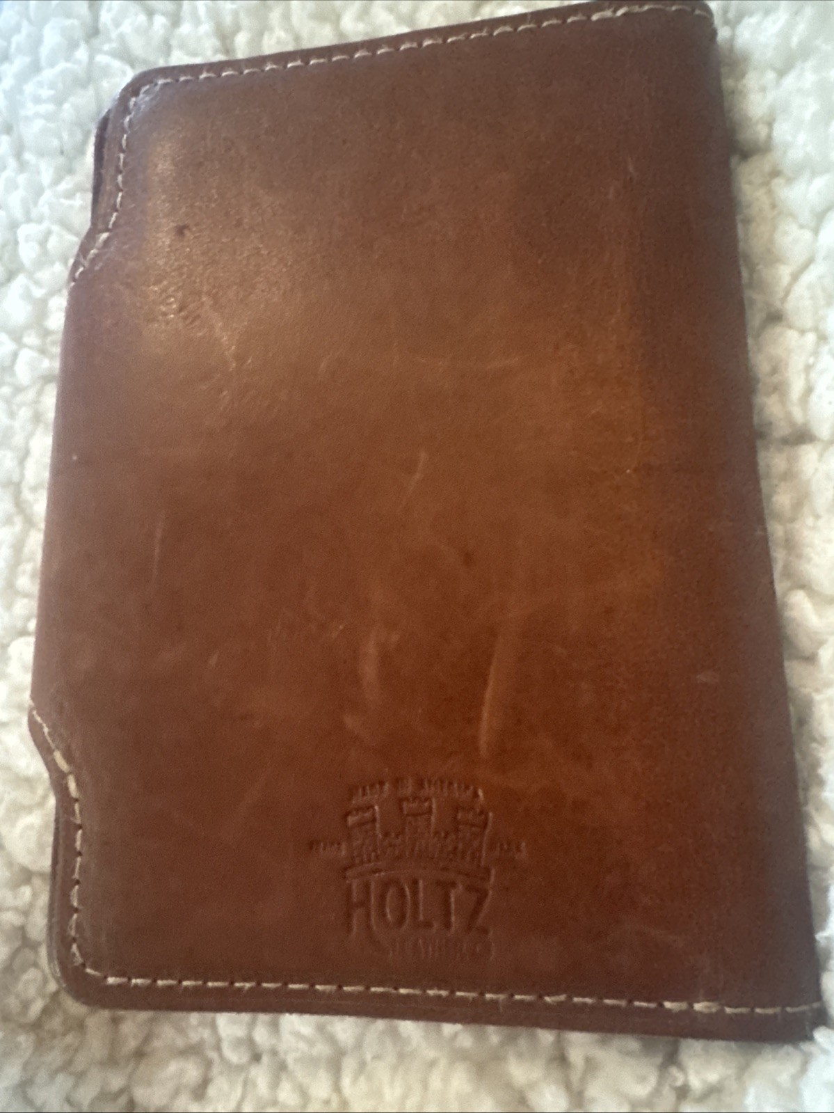 Holtz Genuine Kid Leather Portfolio Snap Latch Pockets Wallet Notebook Brown