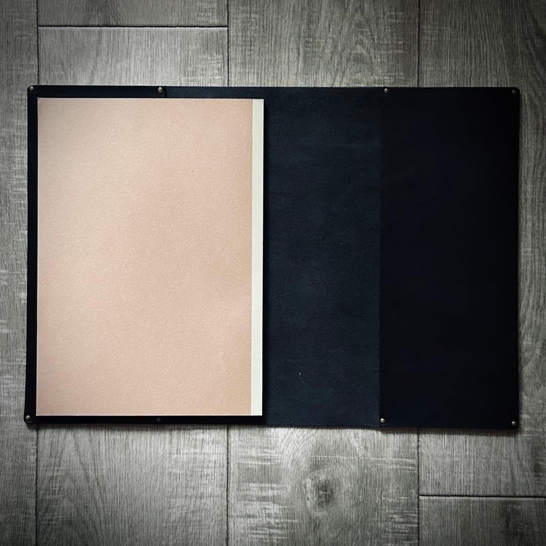 Matte Black Leather Notebook Cover Slim Smooth Cowhide Used