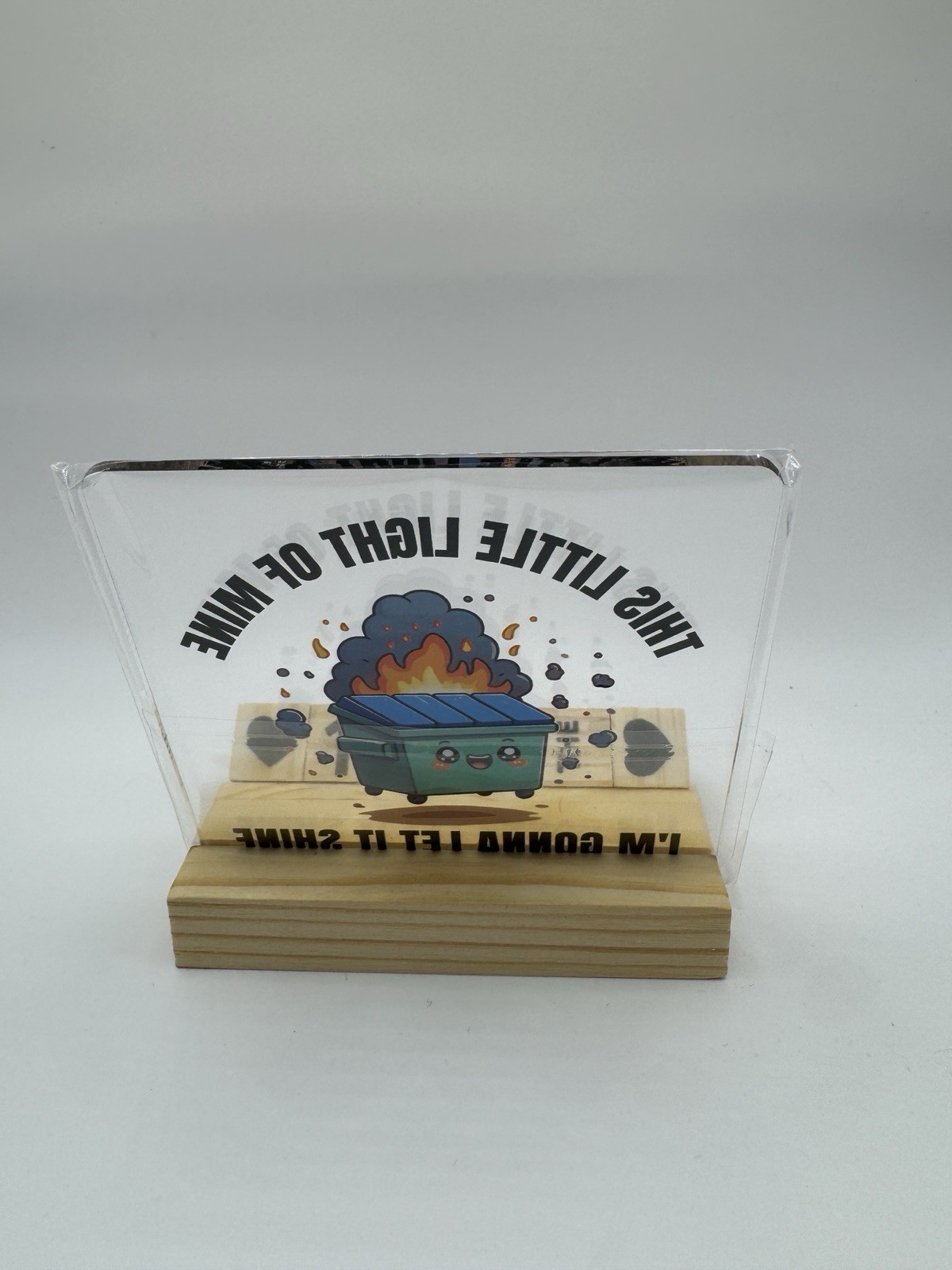 Dumpster Fire Desk Calendar Wood Block Perpetual Acrylic Funny Coworker Gift