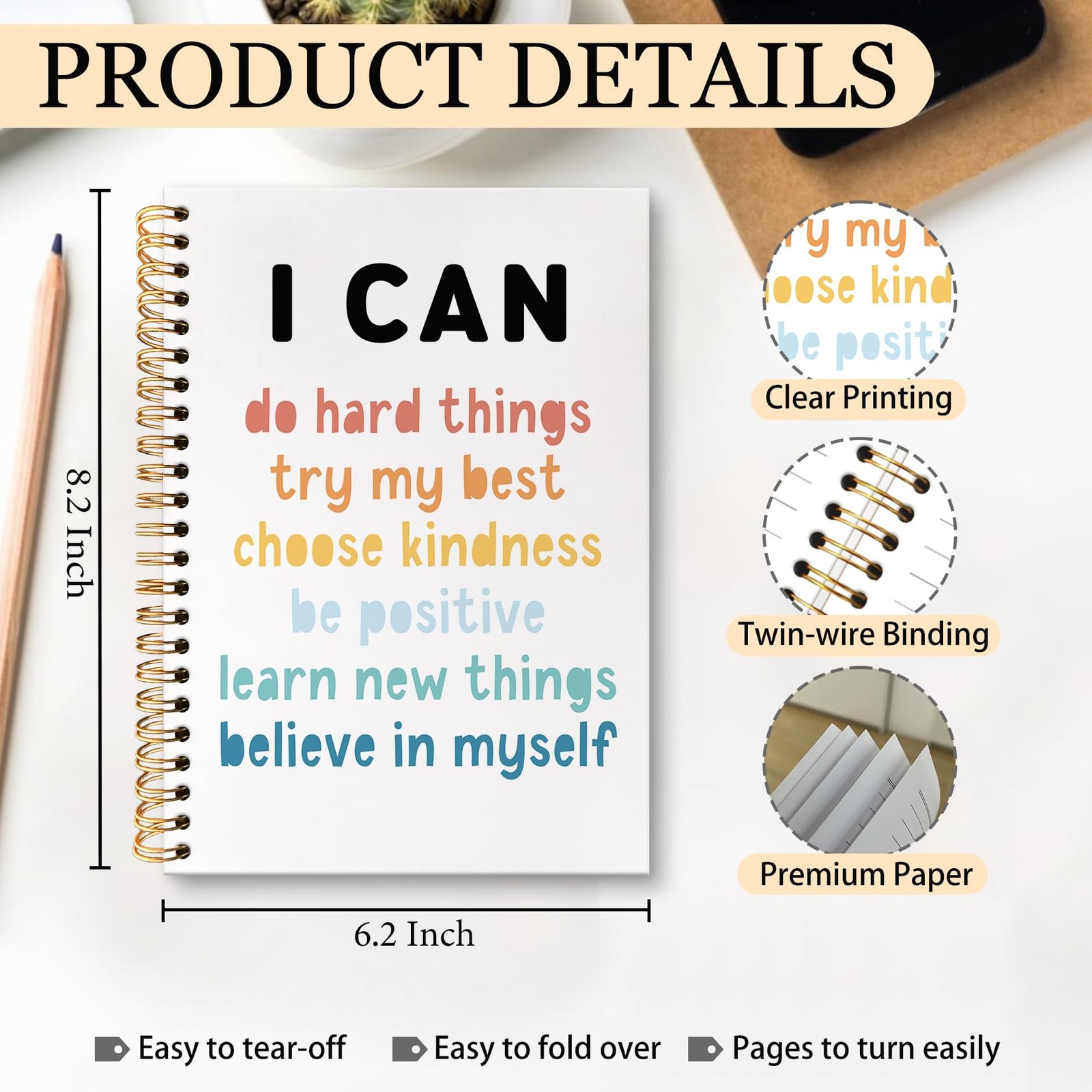 huester Motivational Notebook Journal, Affirmations for Kids Journal,…