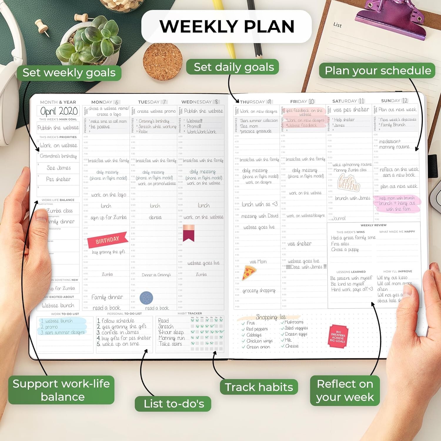 A4 Daily Organizer: Undated Planner with Time Management Slips & Accessories