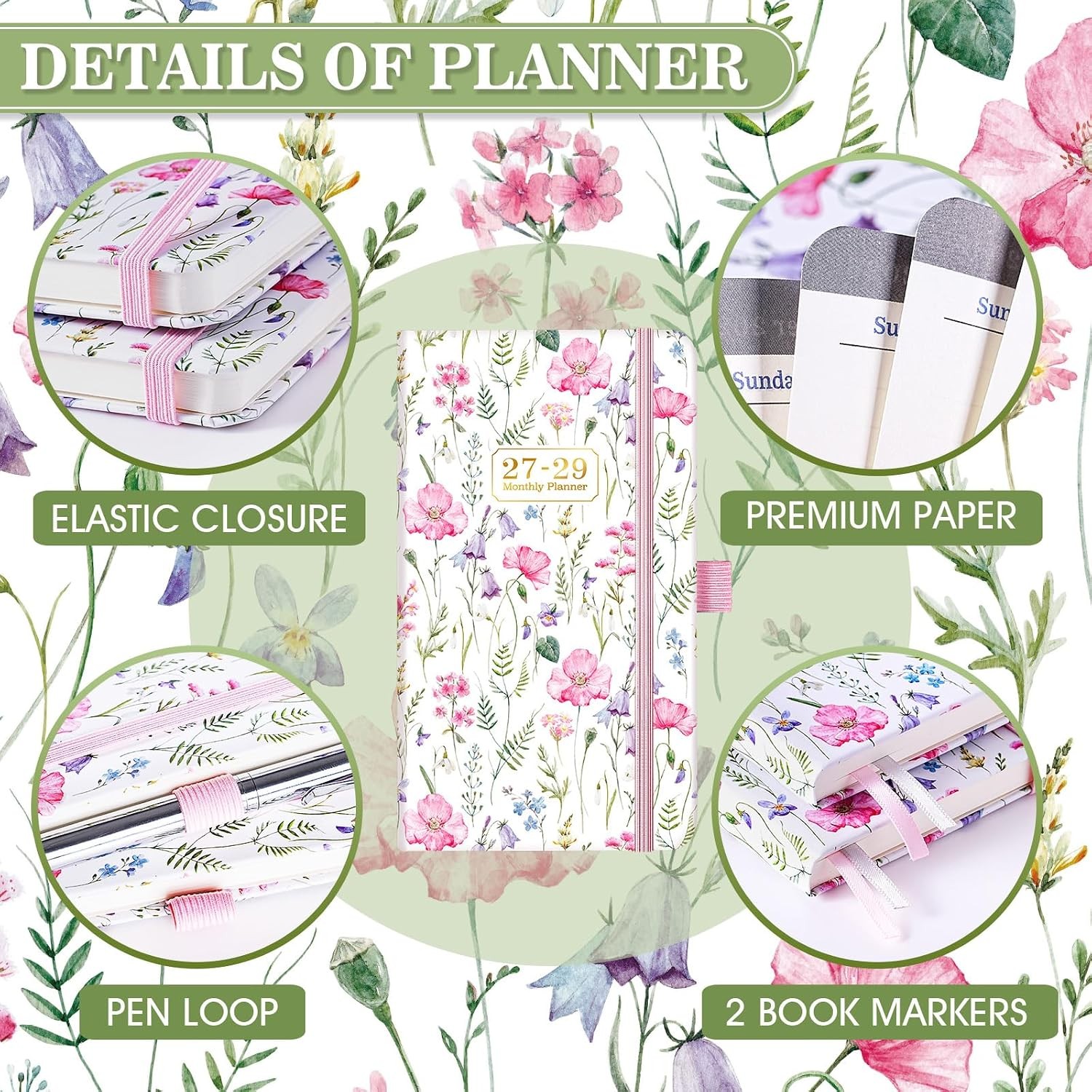 Pocket Calendar 2027-2029 – 3 Year Monthly Planner 2027-2029, January 2027 –