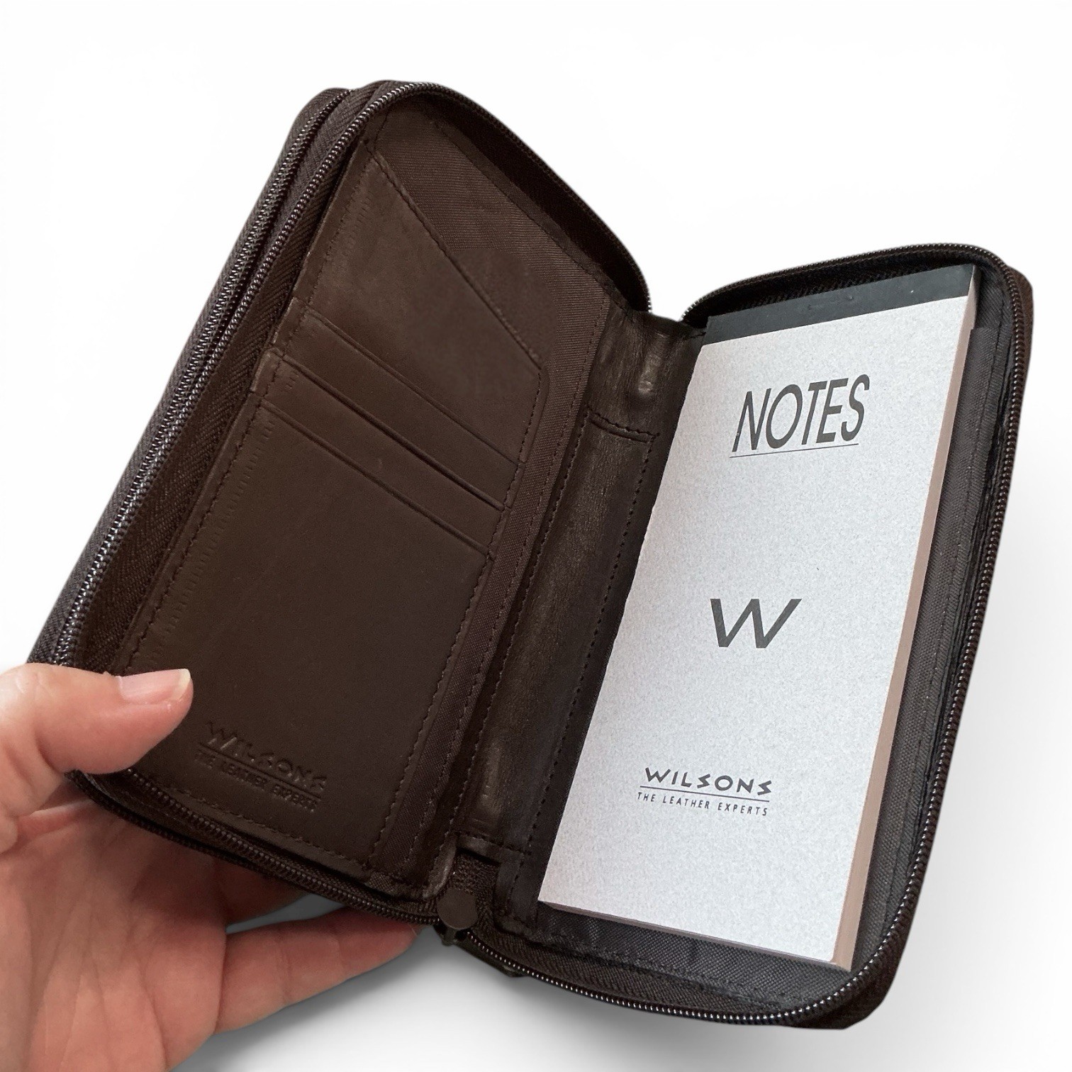 VTG Wilsons Leather Address Planner Notepad Credit Card Wallet Full Zip 4.5”x7”