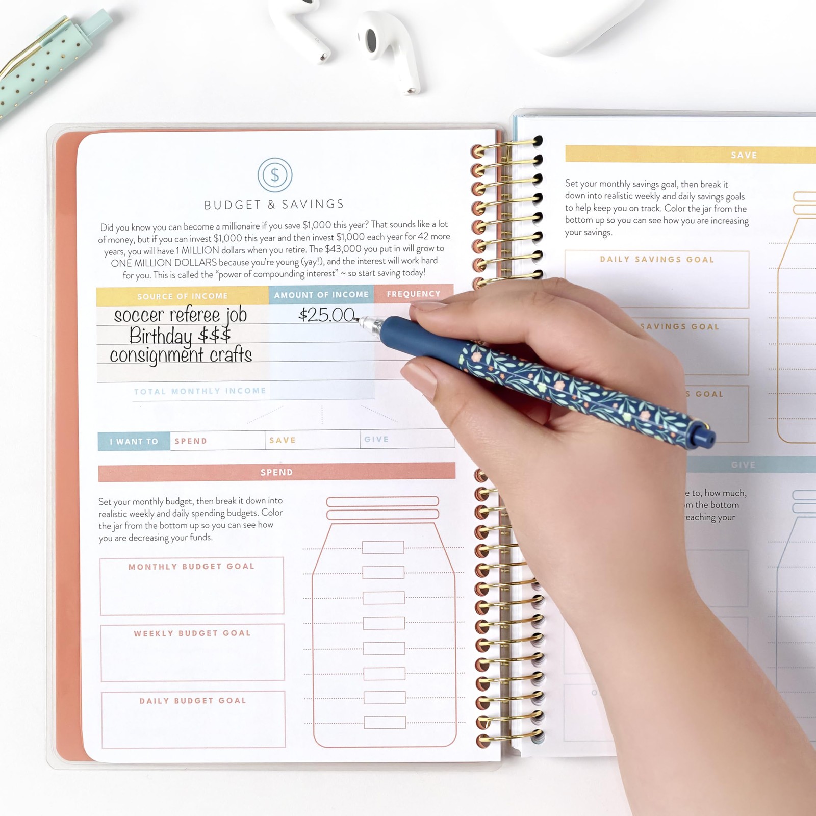 Passionate Penny 6.5 x 8.5 inches, 2026-2027 Student Planner – Pink Blocks