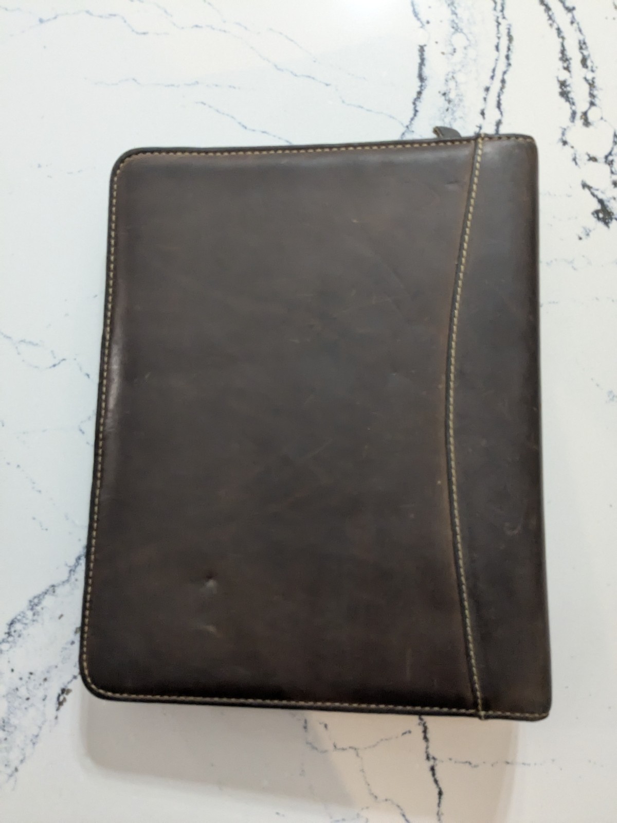 VTG Franklin Covey Brown Leather Zip Planner Folio Riverwood USA Made **READ**