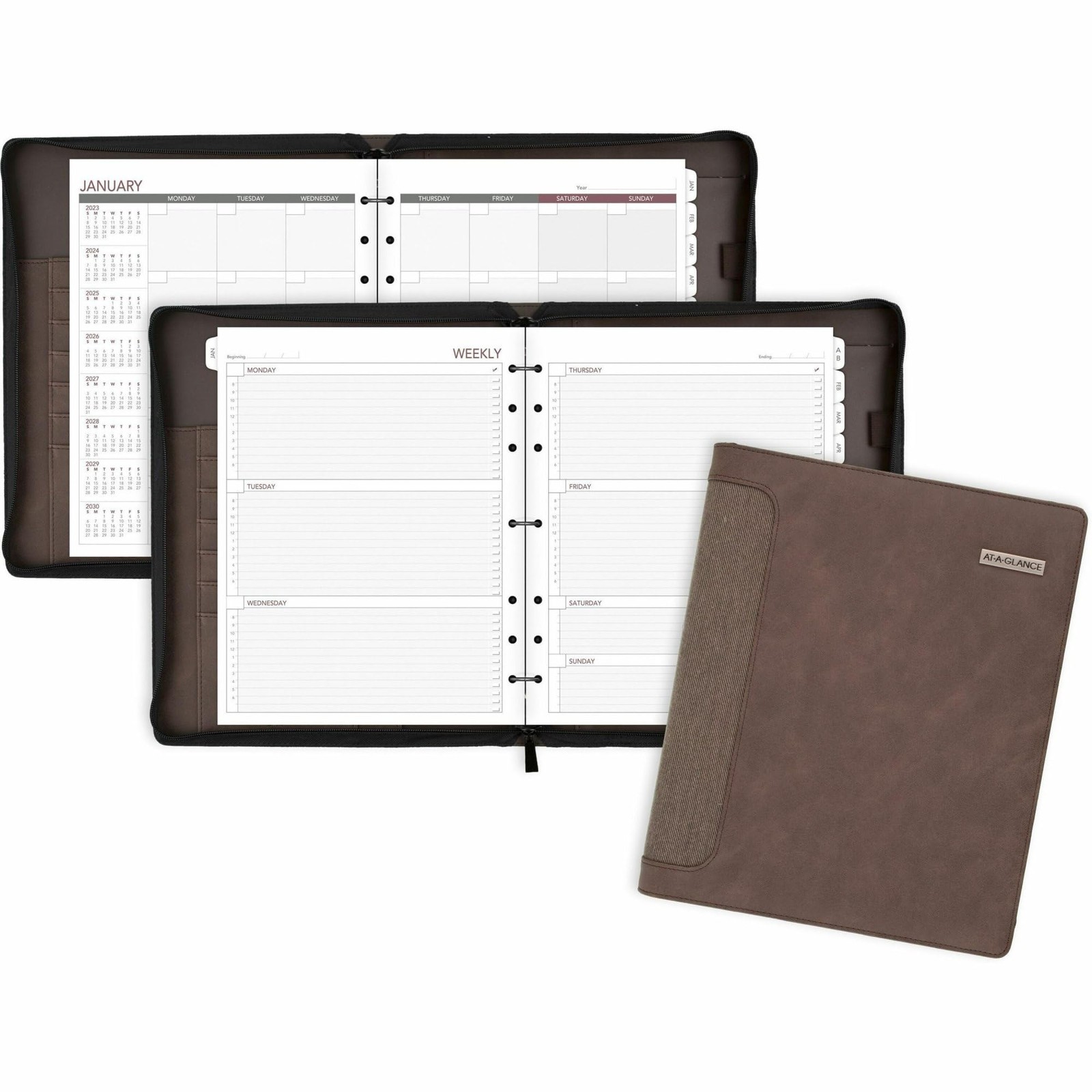 Day Runner Undated Harrison Leather Day Planner, 8-1/2-x-11-inch (307-0304), Bro