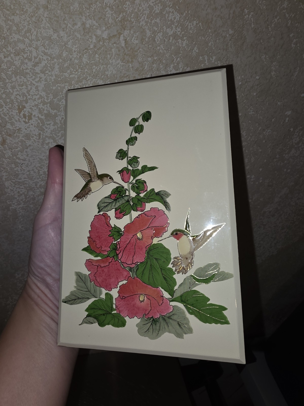Vintage Otagiri Japan Lacquerware Address Book Hummingbird & Florals