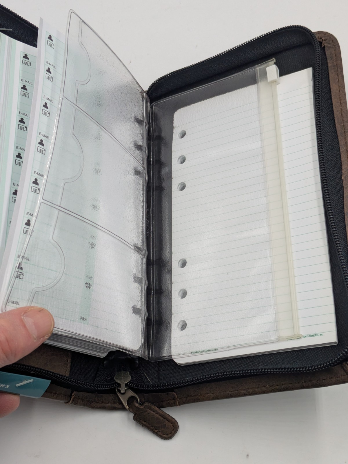 Day Timer Brown Zippered 6-Ring Planner Organizer Approx. 5.5” X 9”