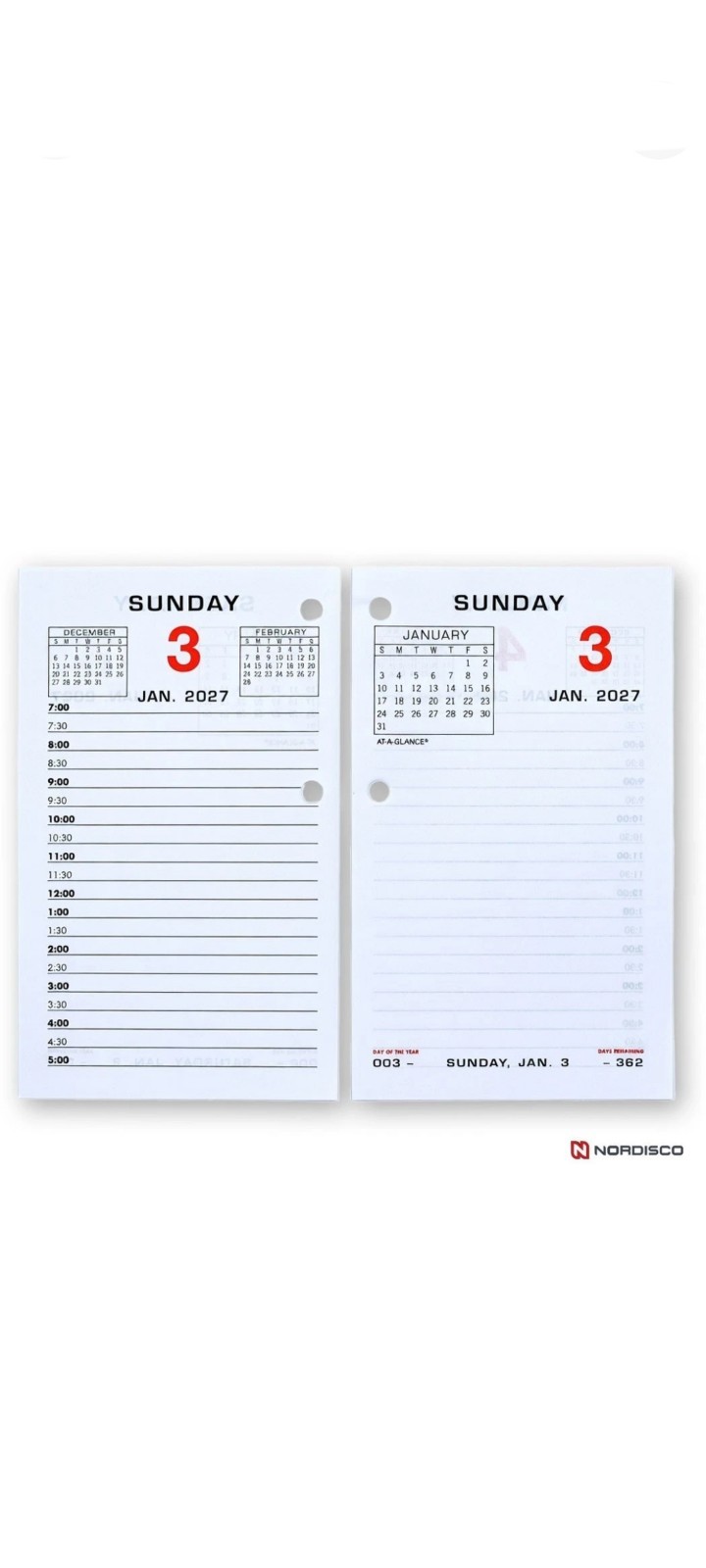 2027 At-A-Glance E017-50 Daily Calendar Refill with Monthly Tabs, 3-1/2×5-27/32″