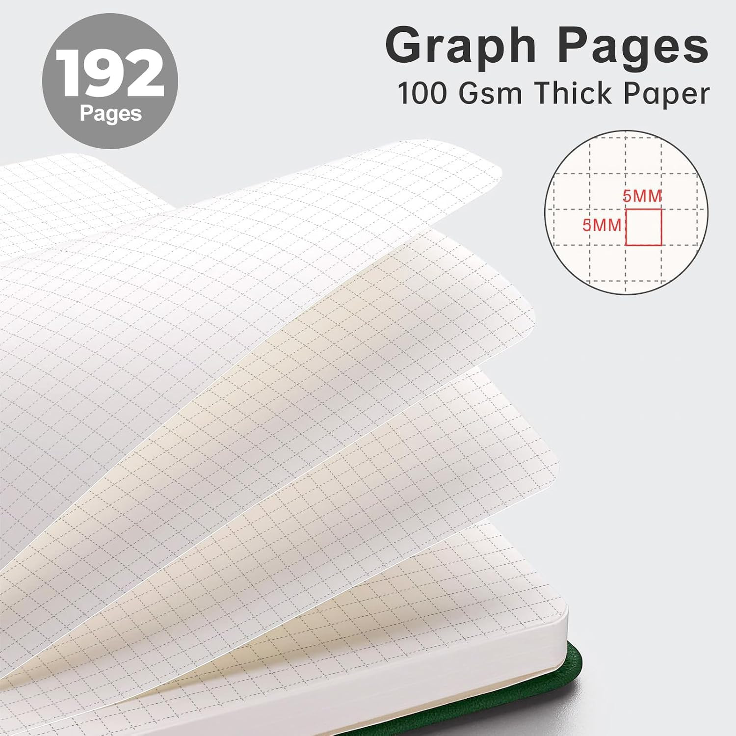 Graph Grid Paper Notebook, 192 Pages, A5 Medium Size , 5 Squares Per