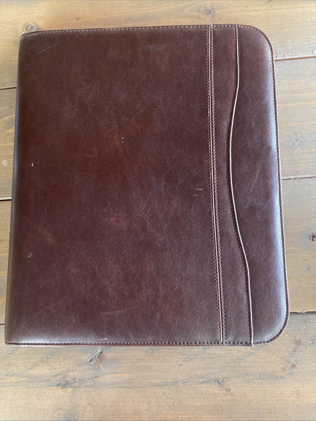Day-Timer Distressed Leather Zippered Planner Cover, Brown, Folio 8 1/2 x 11