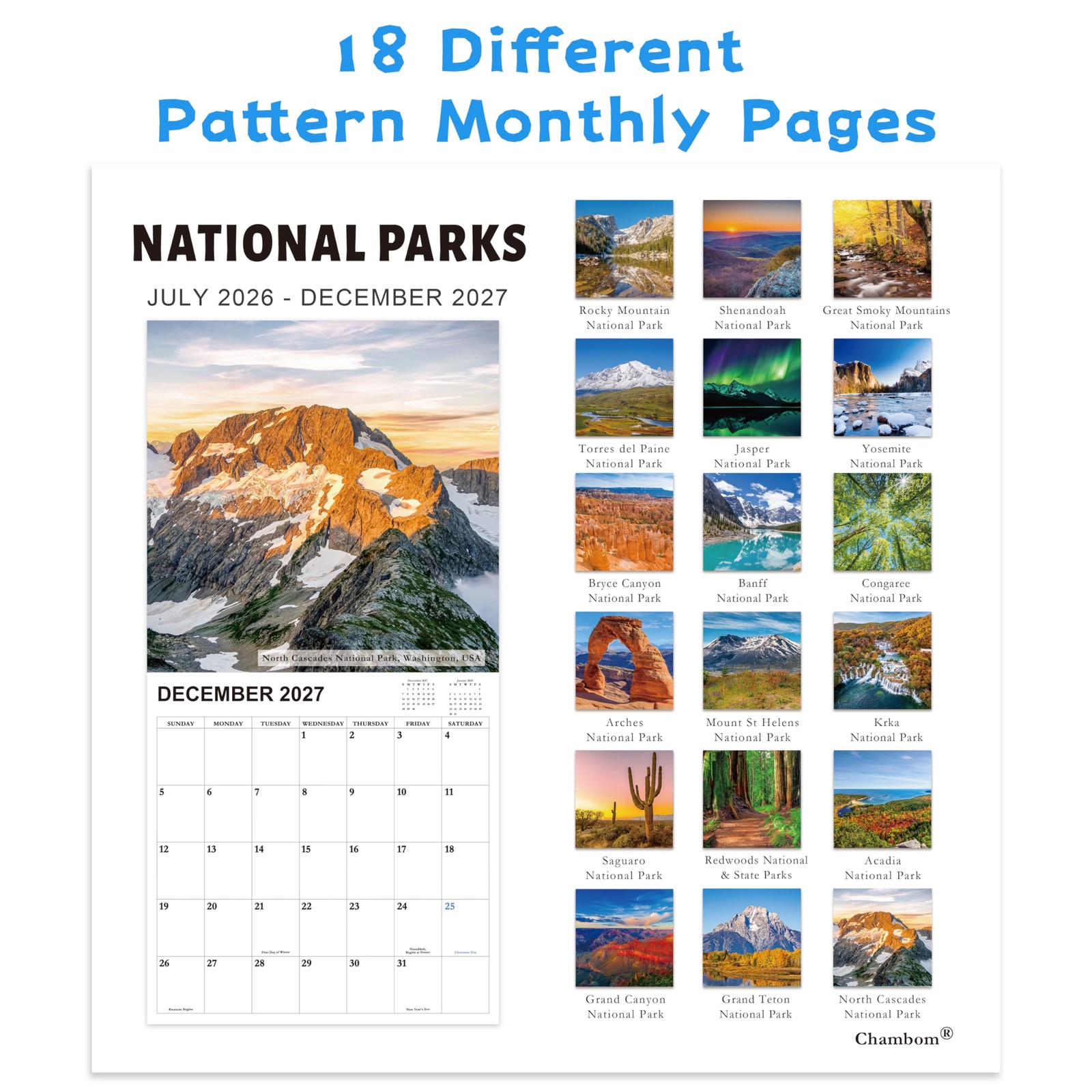 2026-2027 Calendar – 18-Month Wall from 12″ x 24″(open)