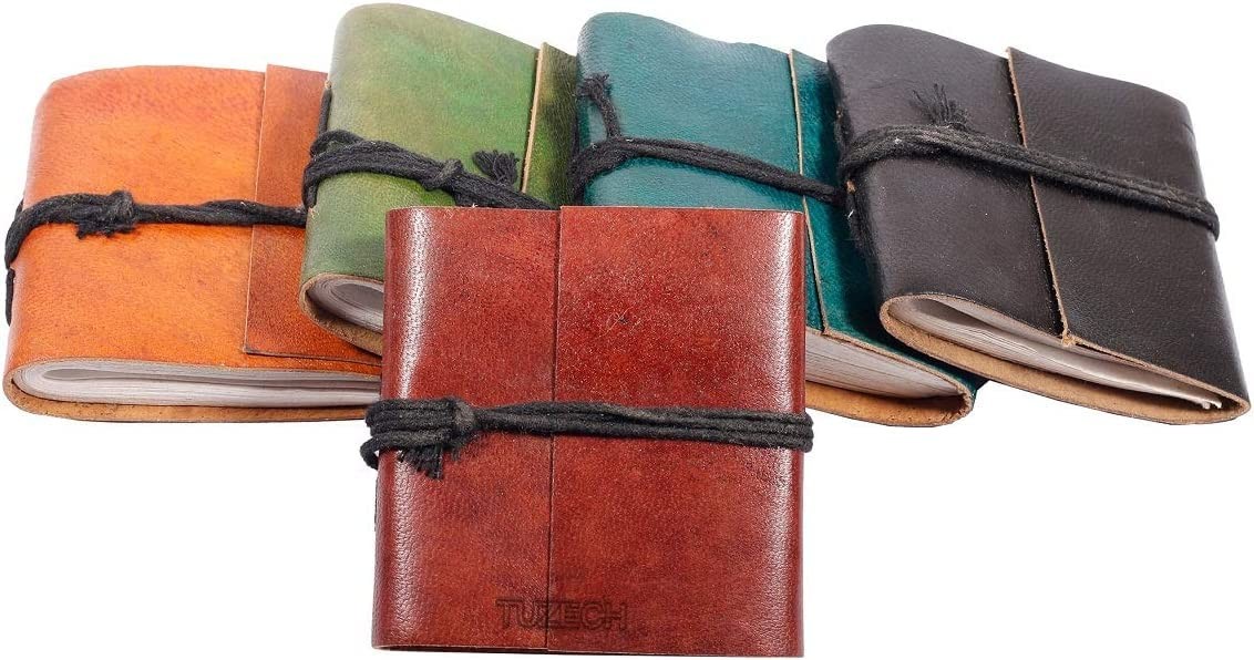 TUZECH 5Pack Handmade Mini Leather Book of Shadows Journal, Blank Pocket Diary