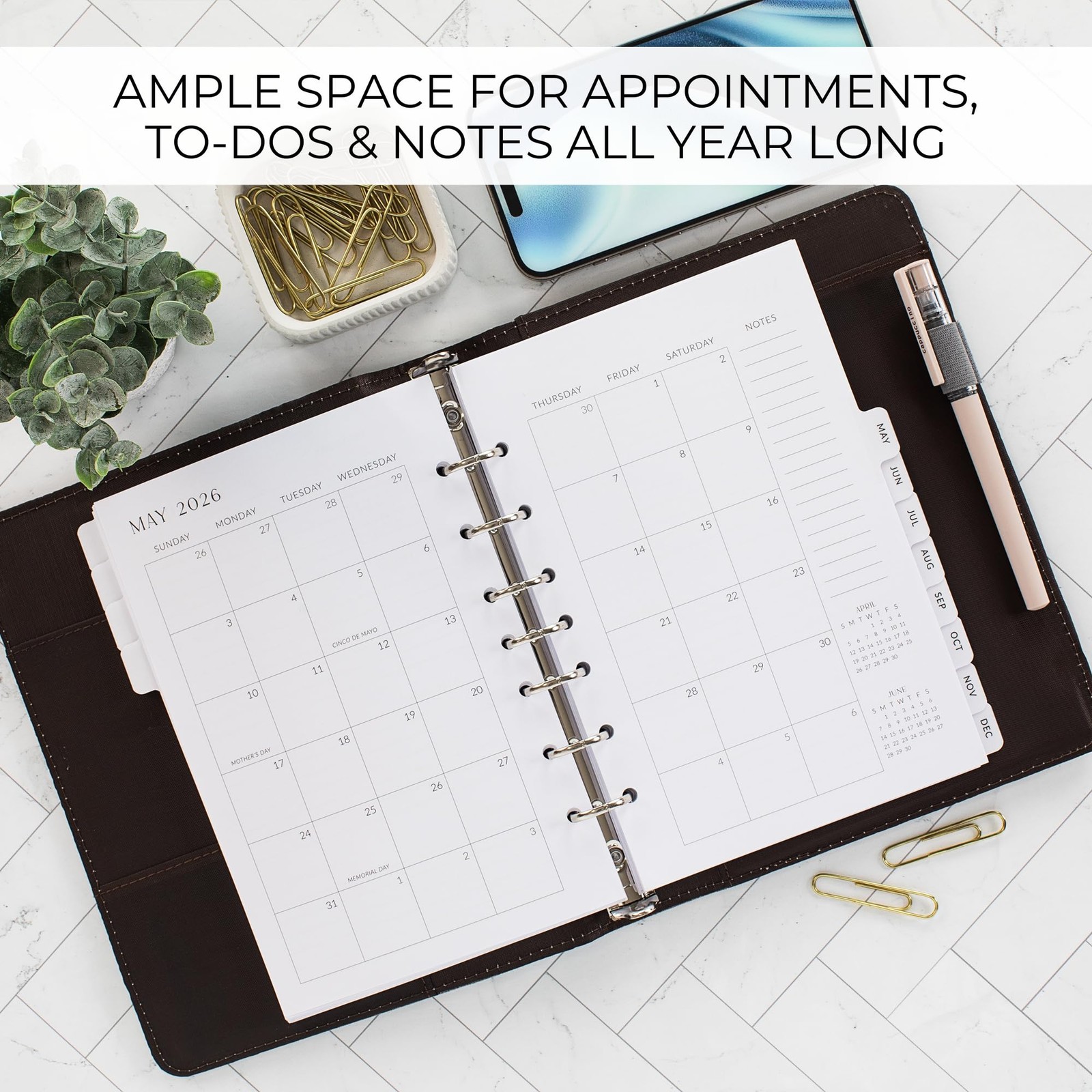 2026 A5 Daily Planner Refill Inserts for 7 Ring Binder Monthly Calendar Tabs …
