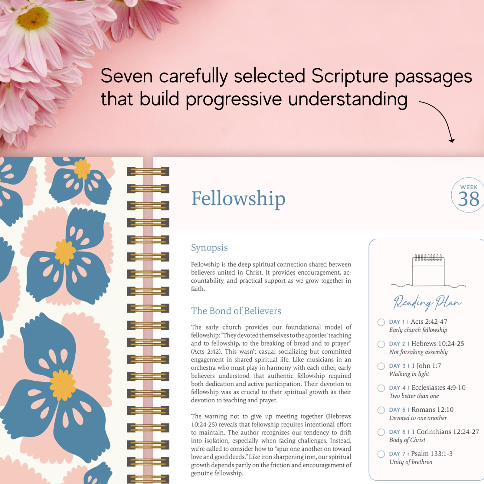 Official Spiral Bible® The Bible in a Year | 52 Week Guided 8.5 X 11, Floral