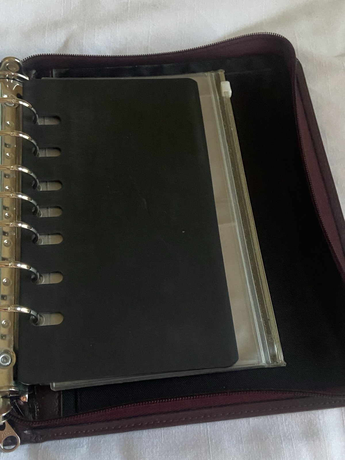Vintage Day Timer 7 Ring Maroon/Burgundy CLASSIC Zipper Planner Binder Organizer