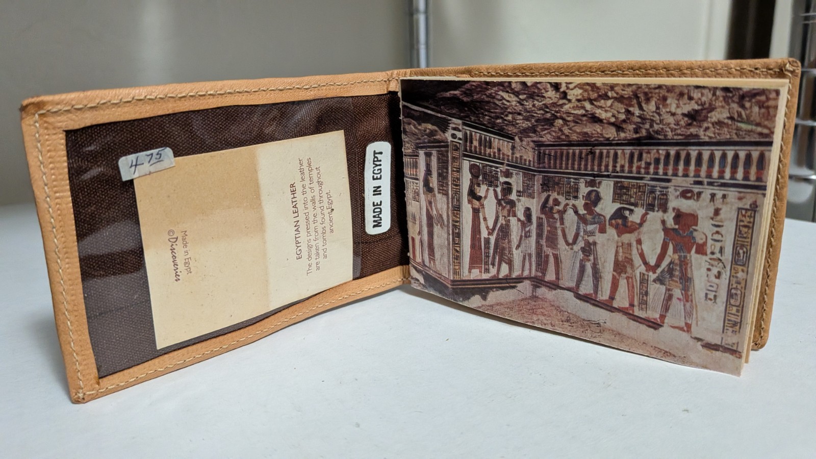 Vintage Egyptian Hand Tooled Leather Pocket Notebook Memo Book Journal Pharaoh