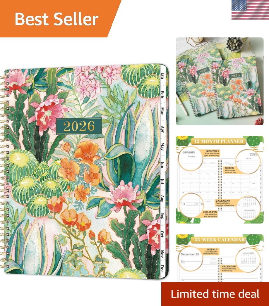 2026 Monthly and Weekly Planner: 9” x 11”, Inner Pocket & Yearly Overview