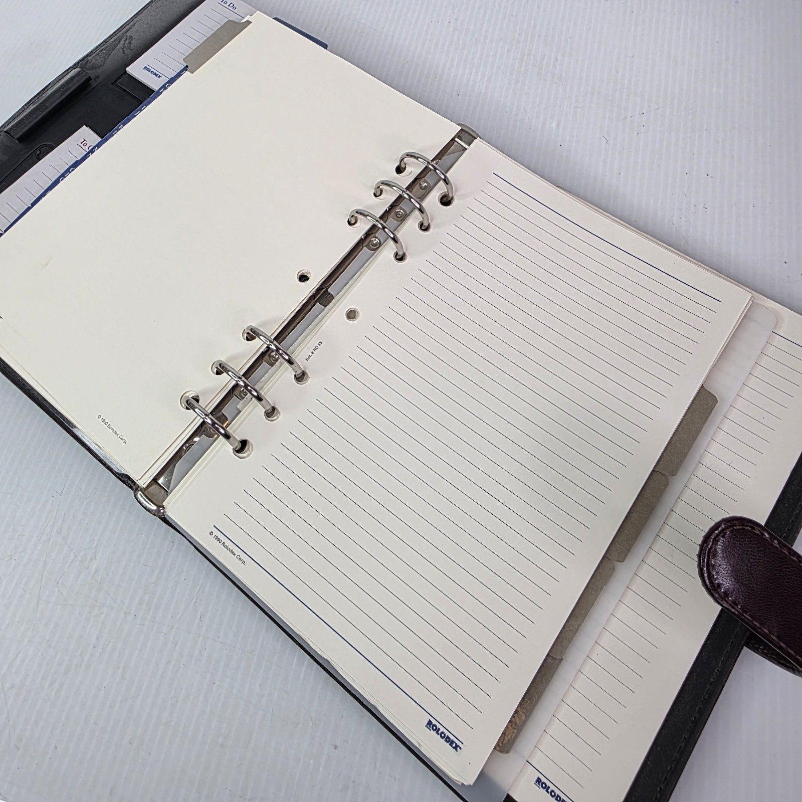 Vintage Rolodex Personal Organizer 8.5×6.5 Faux Leather 6 Ring Burgundy Snap