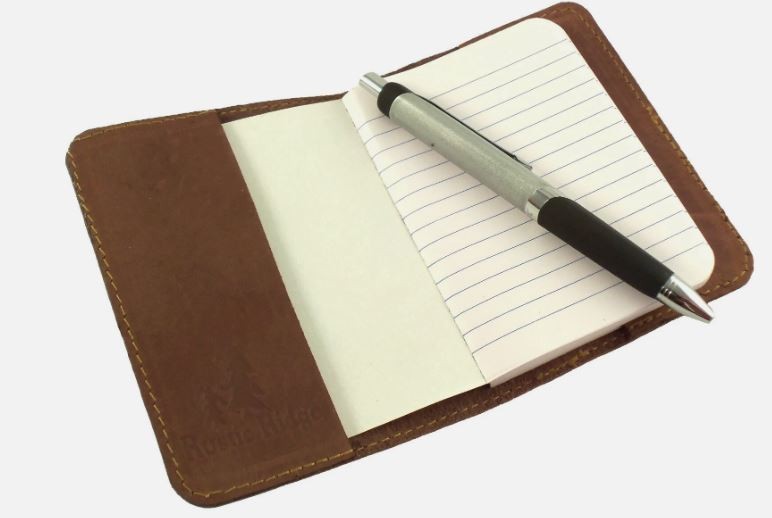 Pocket Notebook Leather Refillable Mini Composition Book Cover with Pencil case
