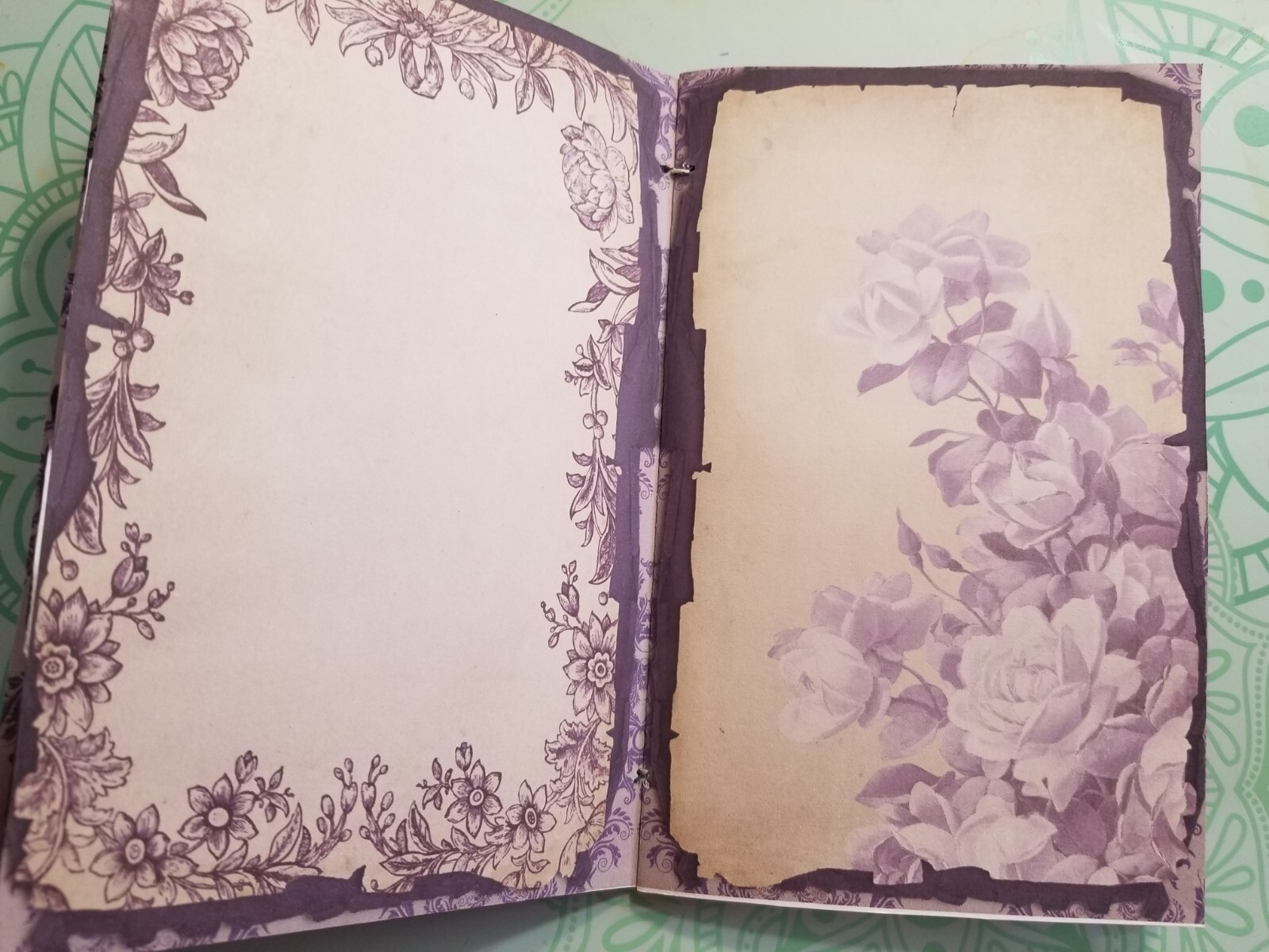 Junk Journal Booklet “LILAC & LAVENDER” HANDMADE Pockets, Cards, Tags, Ephemera