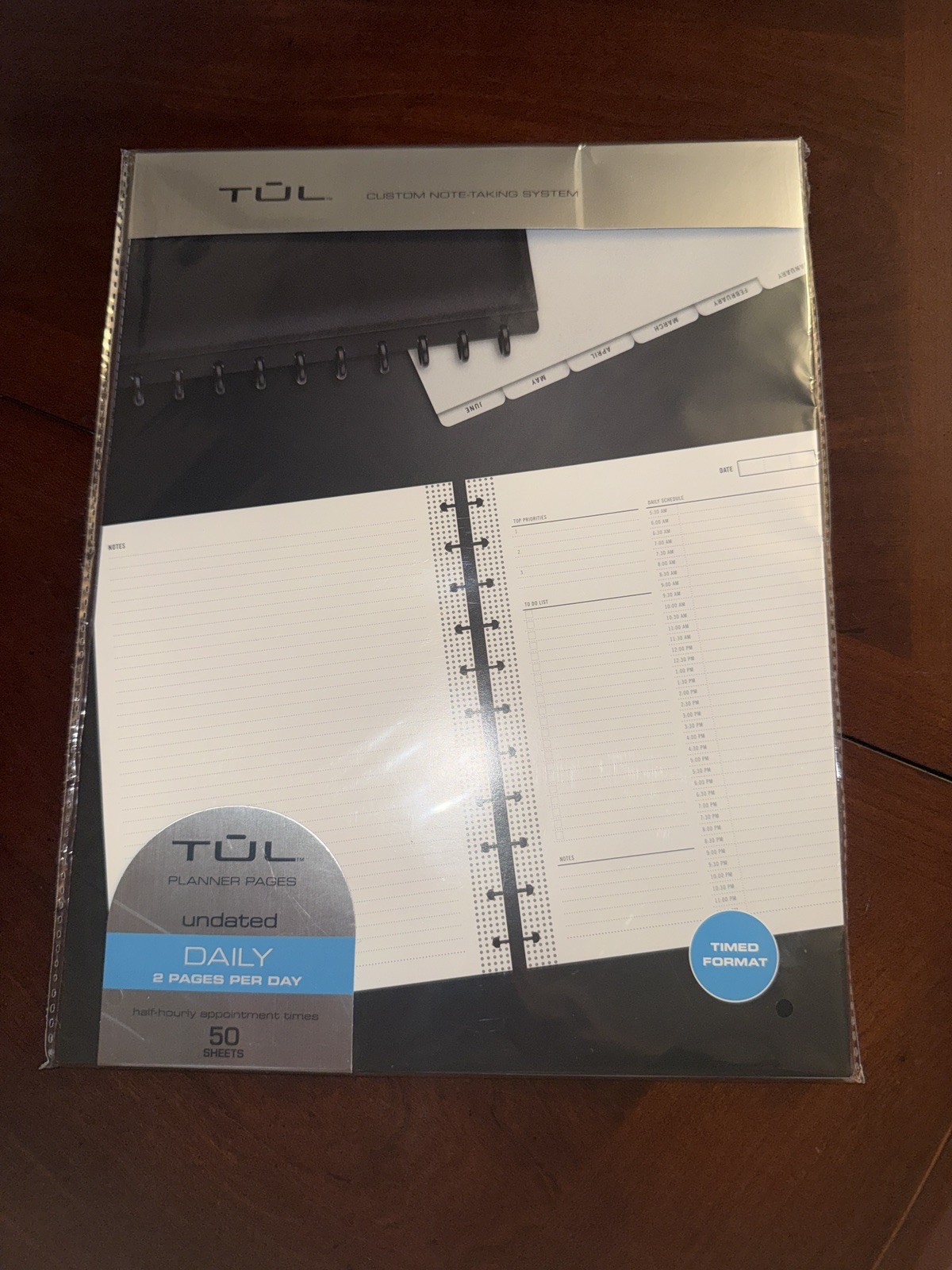 TUL Discbound Undated Daily Planner Refill Pages, Undated, 50 Sheets Letter Size
