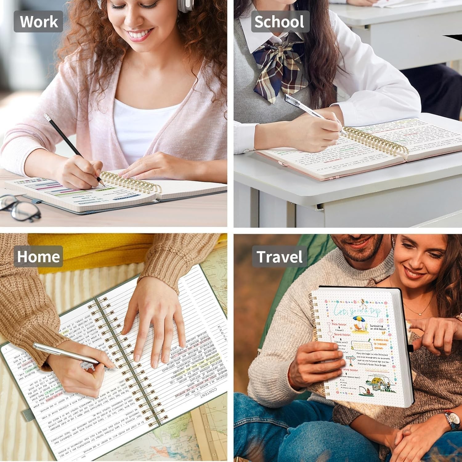 EMSHOI Spiral Graph Paper Notebook – 300 Pages, 100 GSM Thick Grid Notebook,