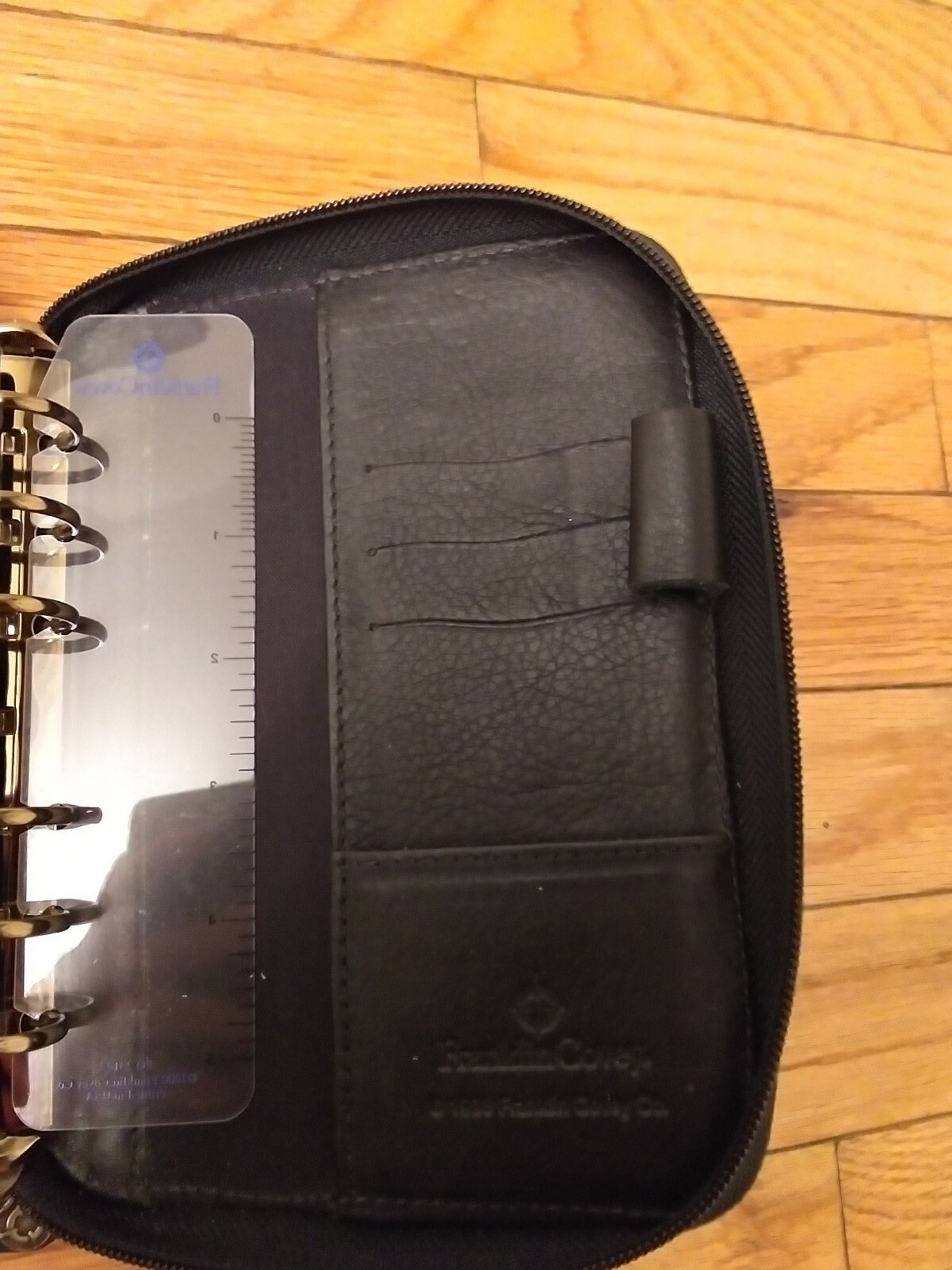 Franklin Covey Zip Vintage 1996 Black Pocket Spacemaker Genuine Leather PDA/Cell