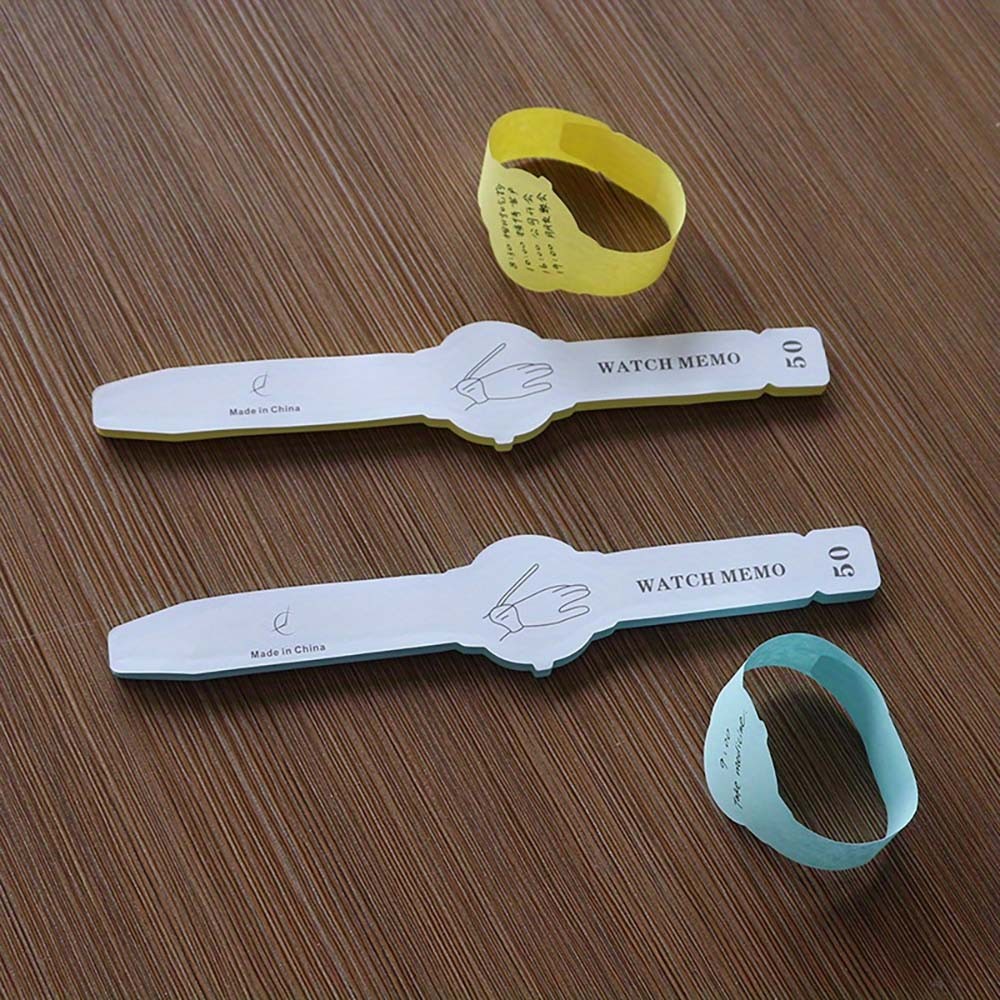 Wearable Adhesive-Backed Removable Colorful 50-Piece Wearable Watch Sticky Notes