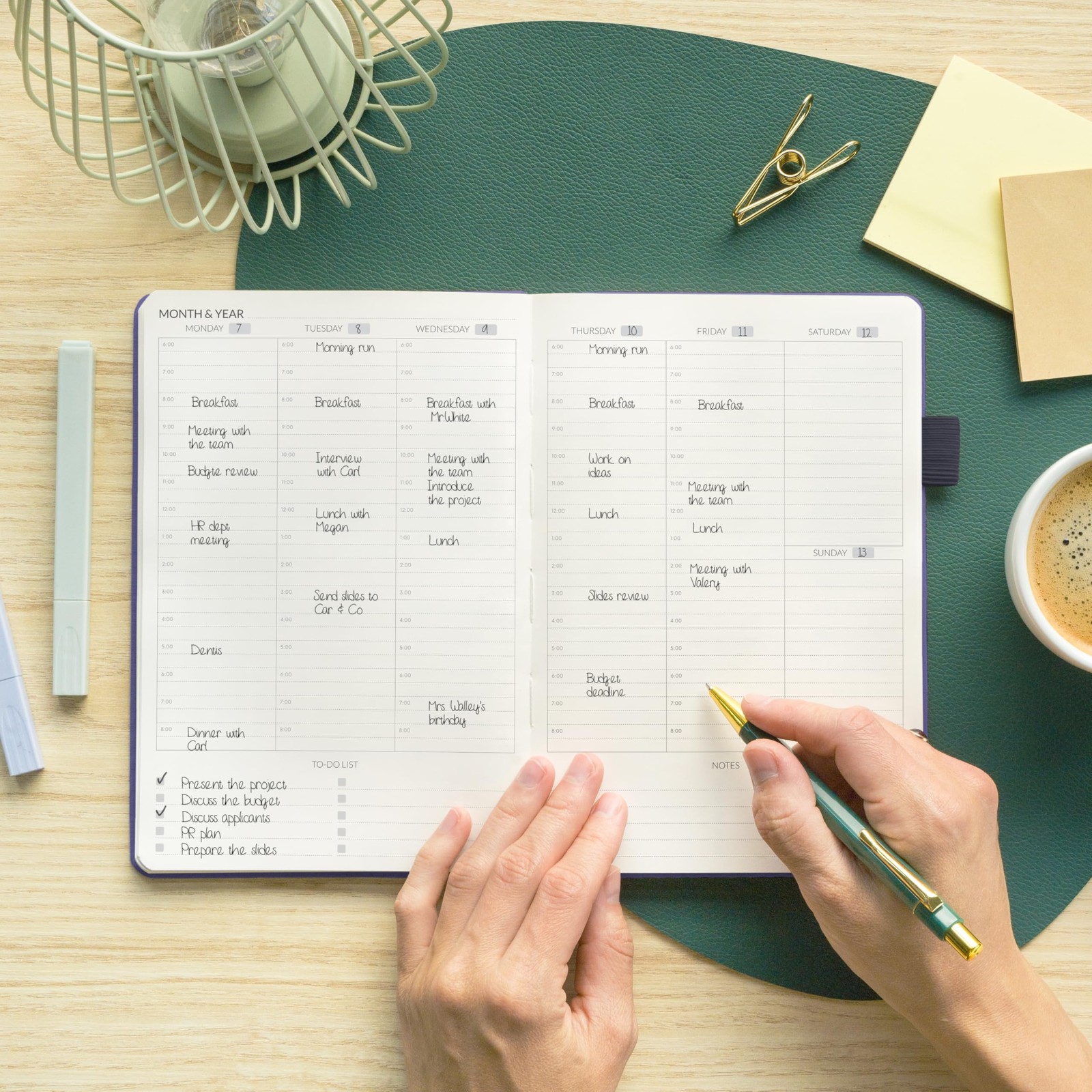 Hourly Weekly Planner – Undated Agenda & Daily Appointment Book – Time Blocki…