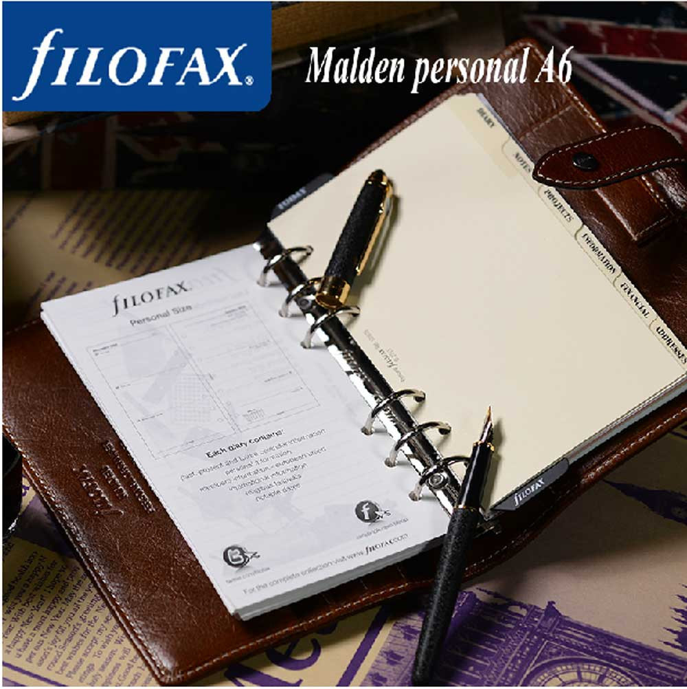 Filofax Personal Size Malden Organiser Planner Diary Book Ochre Leather 025808