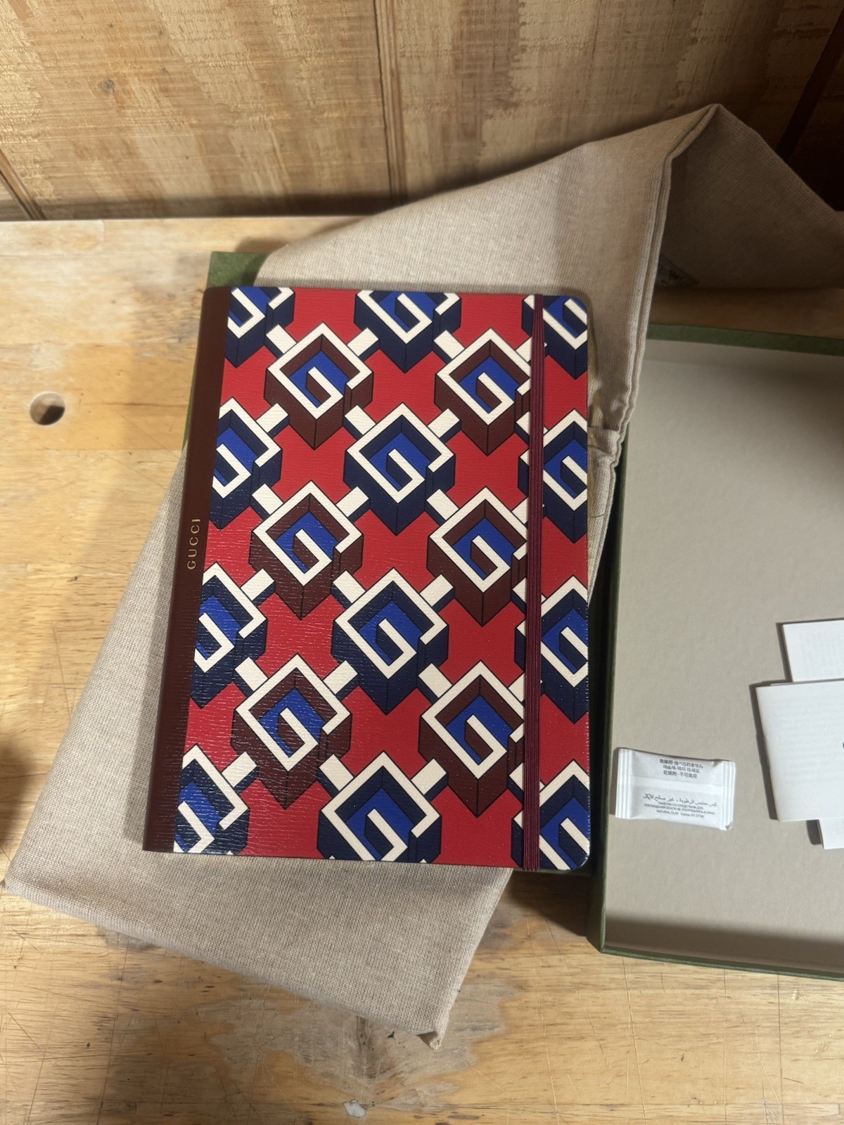 NIB! Authentic Gucci Luxury Notebook Journal Geometric G Printed Red