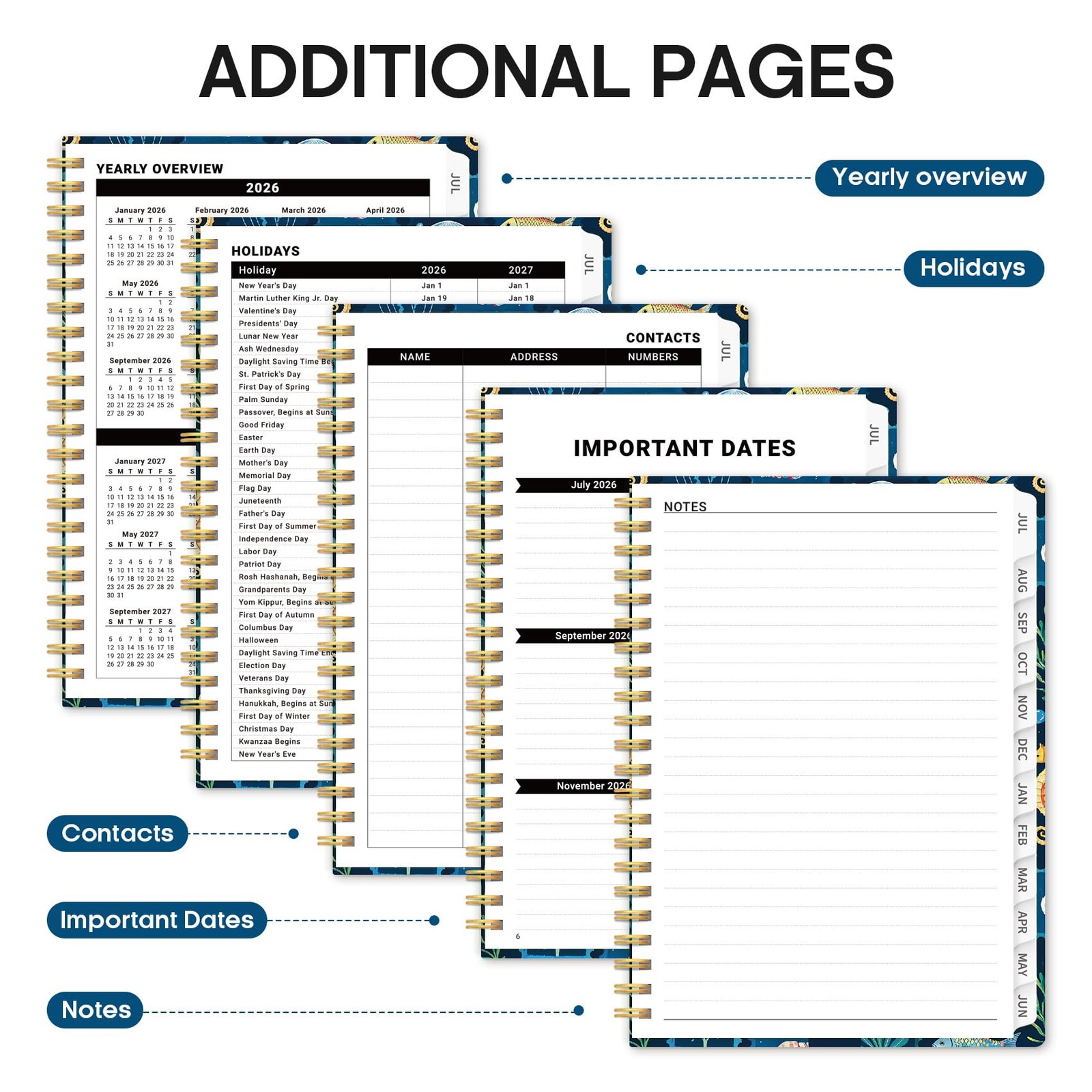 Planner 2026–2027 Academic Book, Weekly and (6.3″x8.5″)a5, T-Ocean Stamps