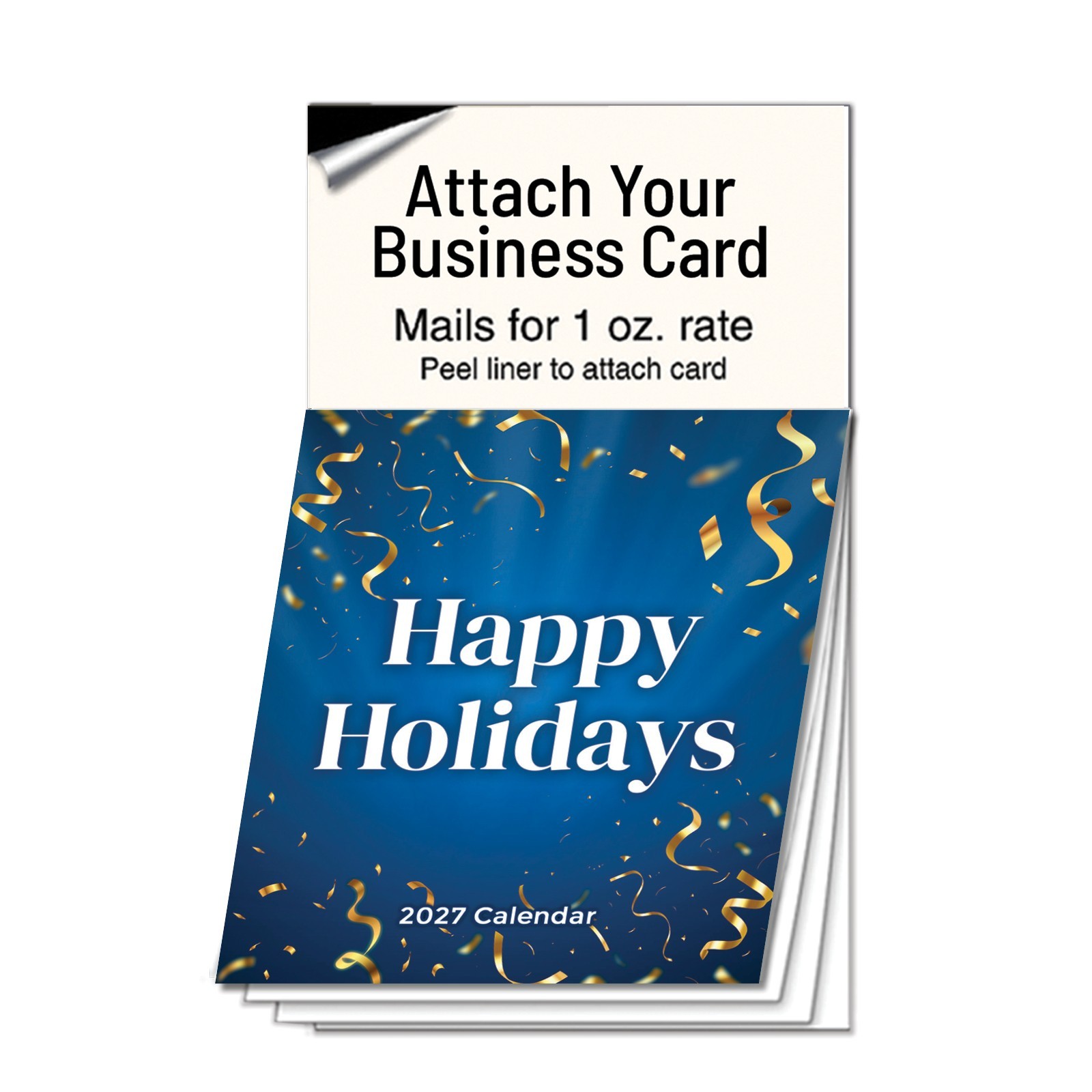 2027 Happy Holidays Magnetic Tear Off Calendar Blue Gold Agent Promotion RC610