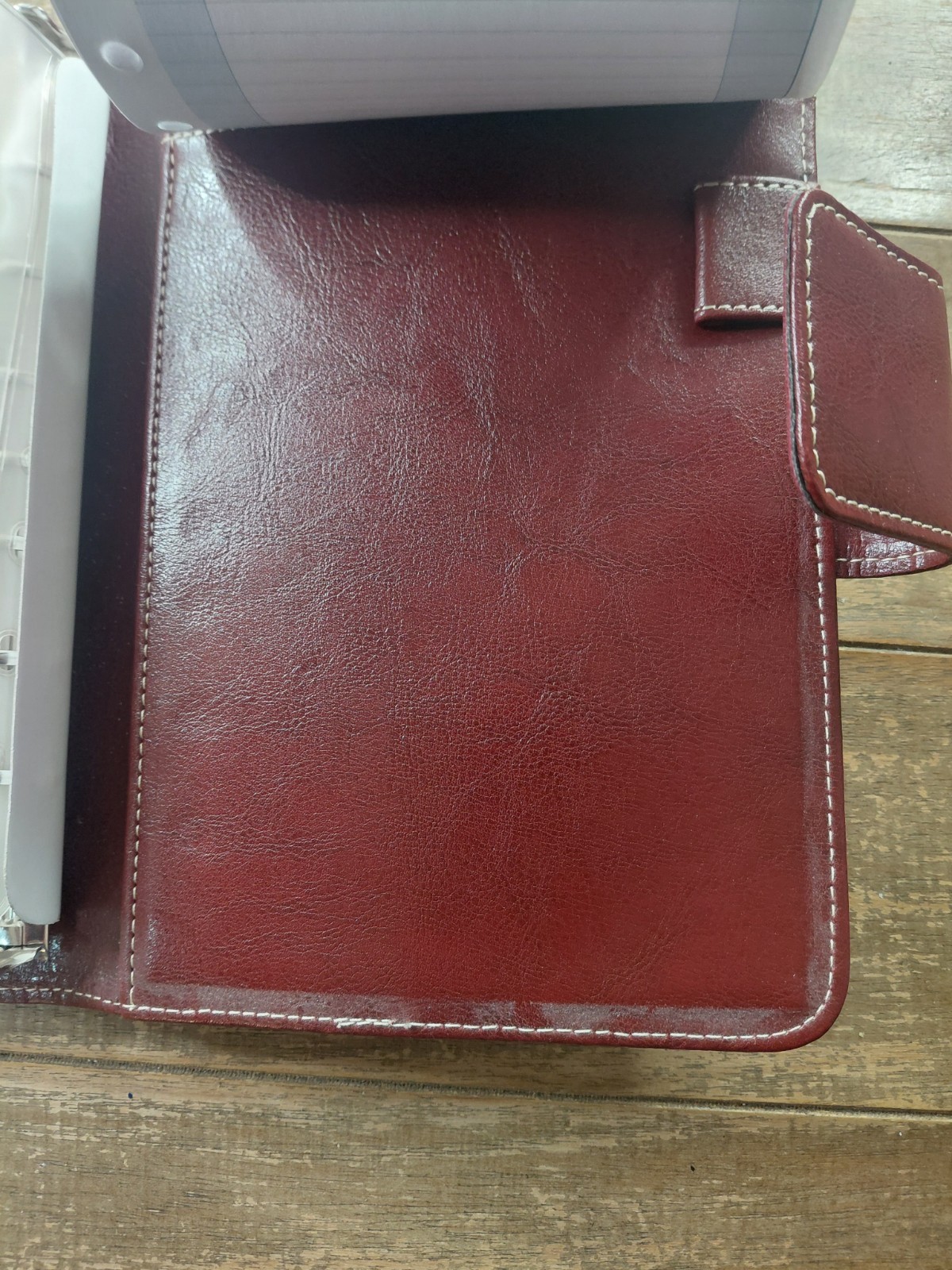 Franklin Covey 7-Ring Binder Magnetic Snap Closure Burgundy Faux Leather Planner