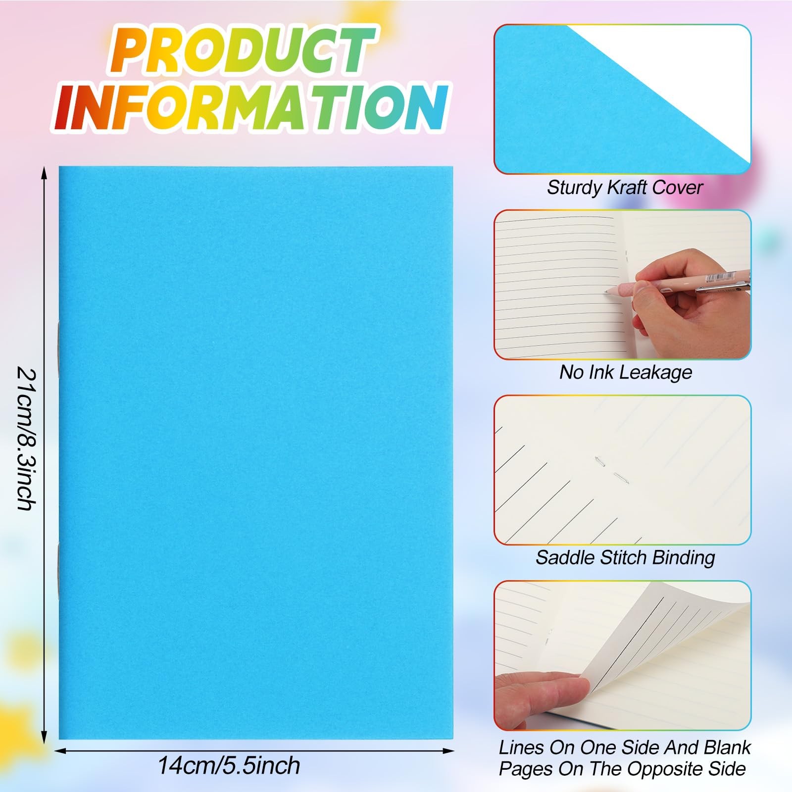 Gueevin 6 Pcs Blank Books to Write Stories 5.5 x 8.3 inches, Classic Colors