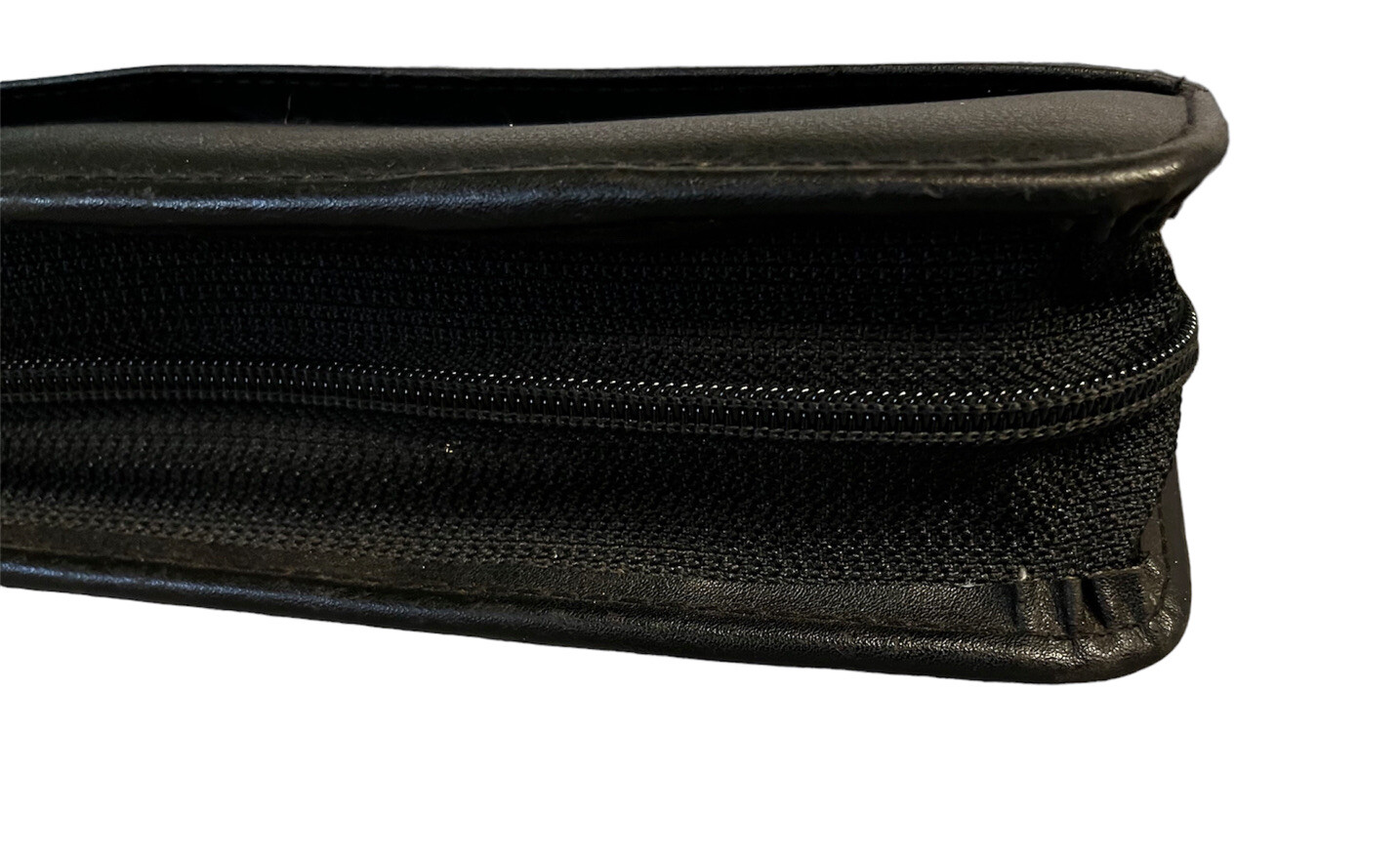 Vintage Day Runner planer leather cover 3 ring organizer black zip aruond read d