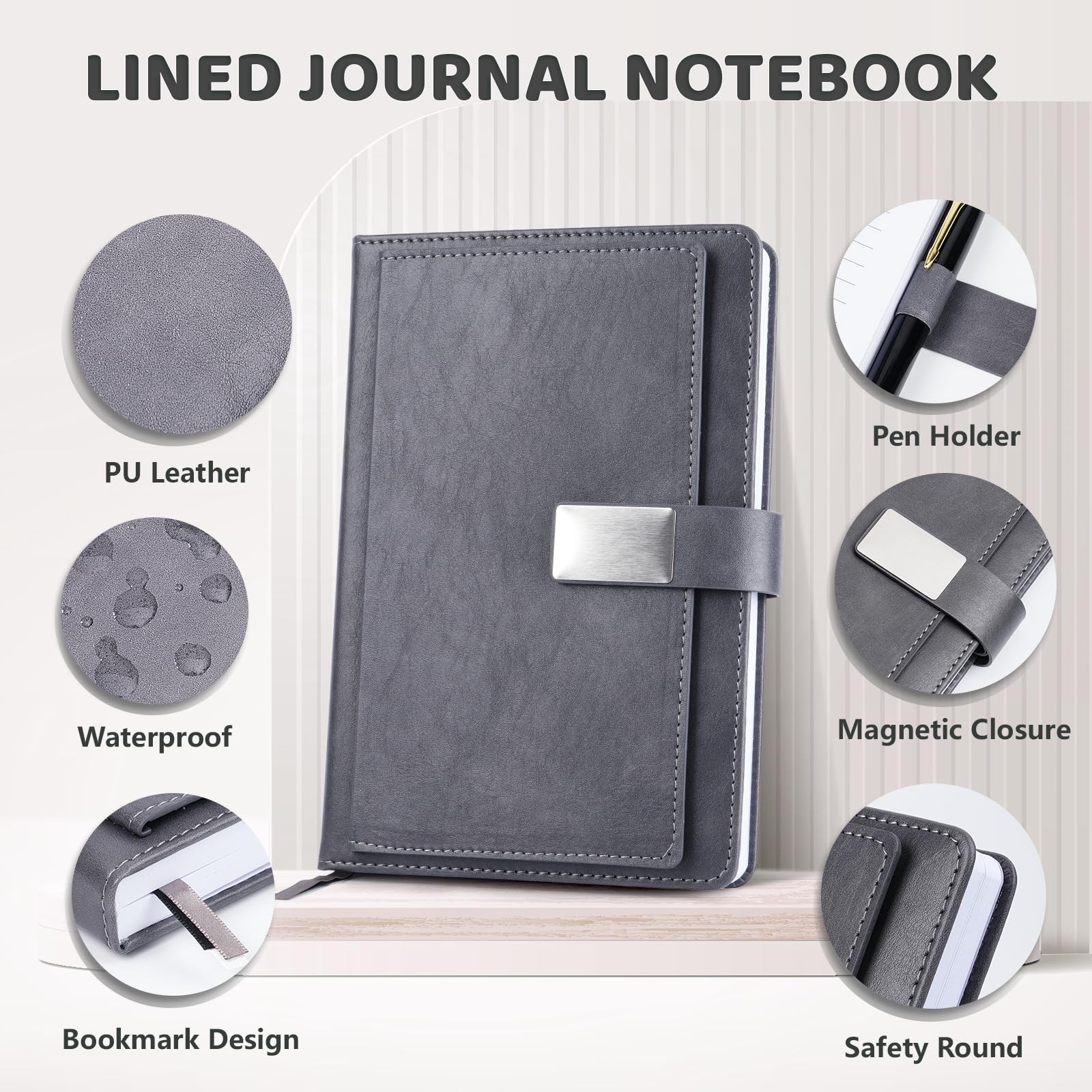 Executive Lined Journal Notebook, 256 Pages, College Ruled, A5 Hard Cover Lea…