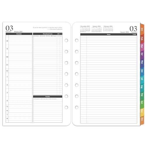 2026 Daily & Monthly Planner Refills, 2-Page Per Day, Ring-Bound Organizer, Tabs
