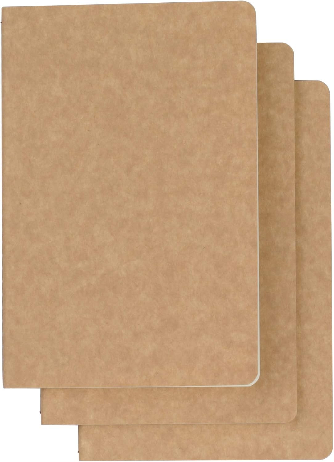 3 Pack Travel Journal Notebook for Travelers or School – Kraft Brown Soft Cover